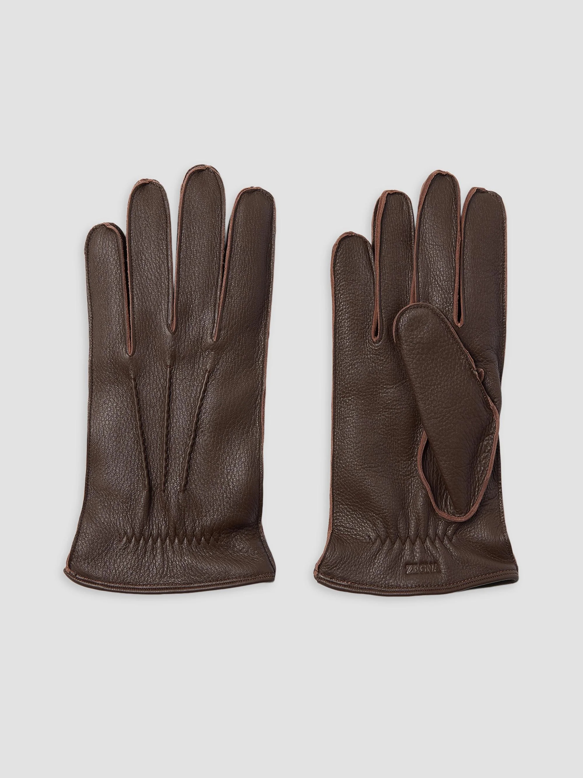 Men's Deerskin Gloves - Dark Brown - 1