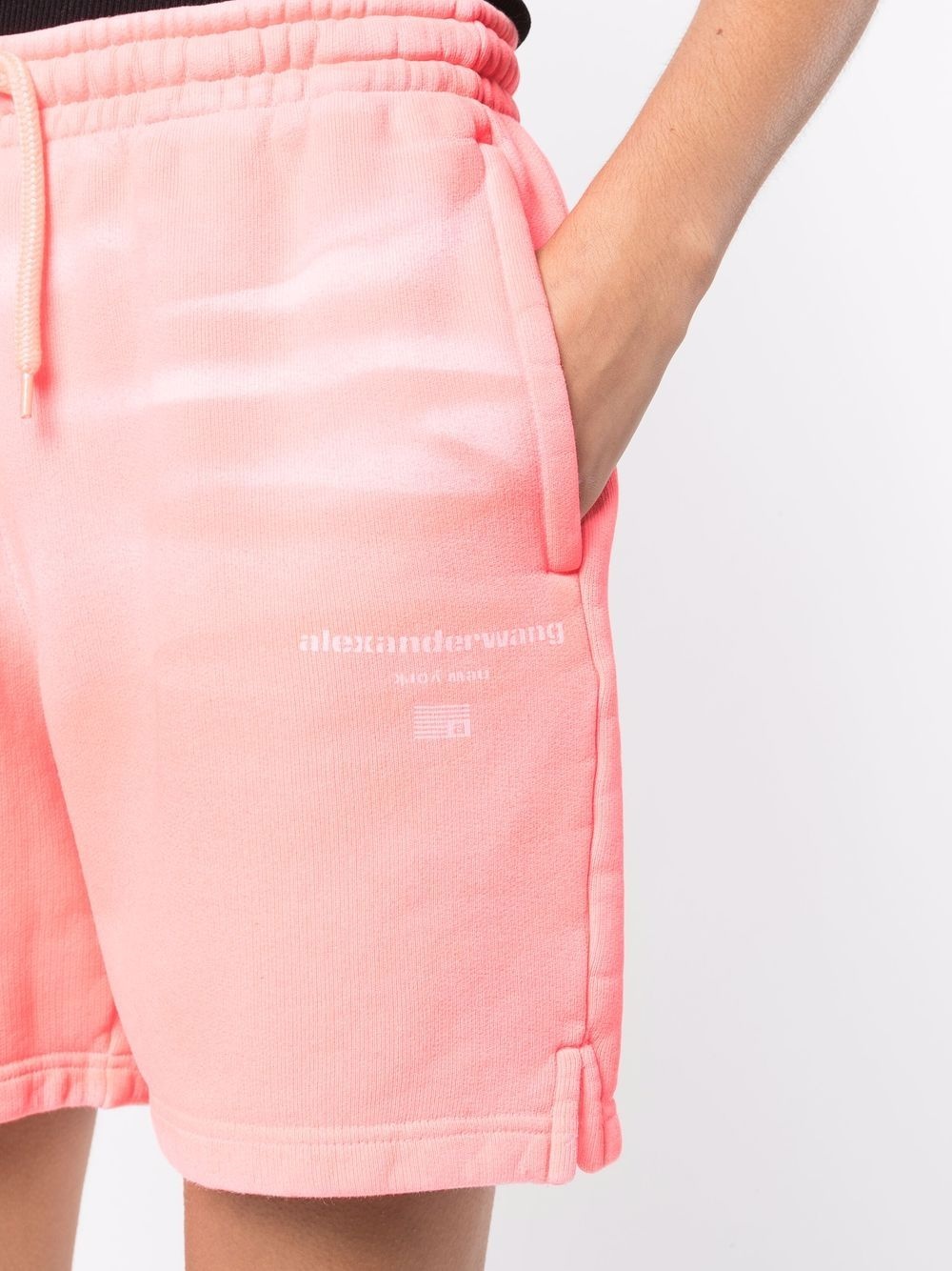 tie-dye cotton track shorts - 5