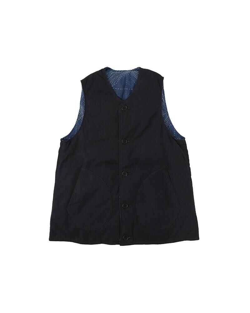 visvim KORA DOWN VEST SASHIKO NAVY | REVERSIBLE