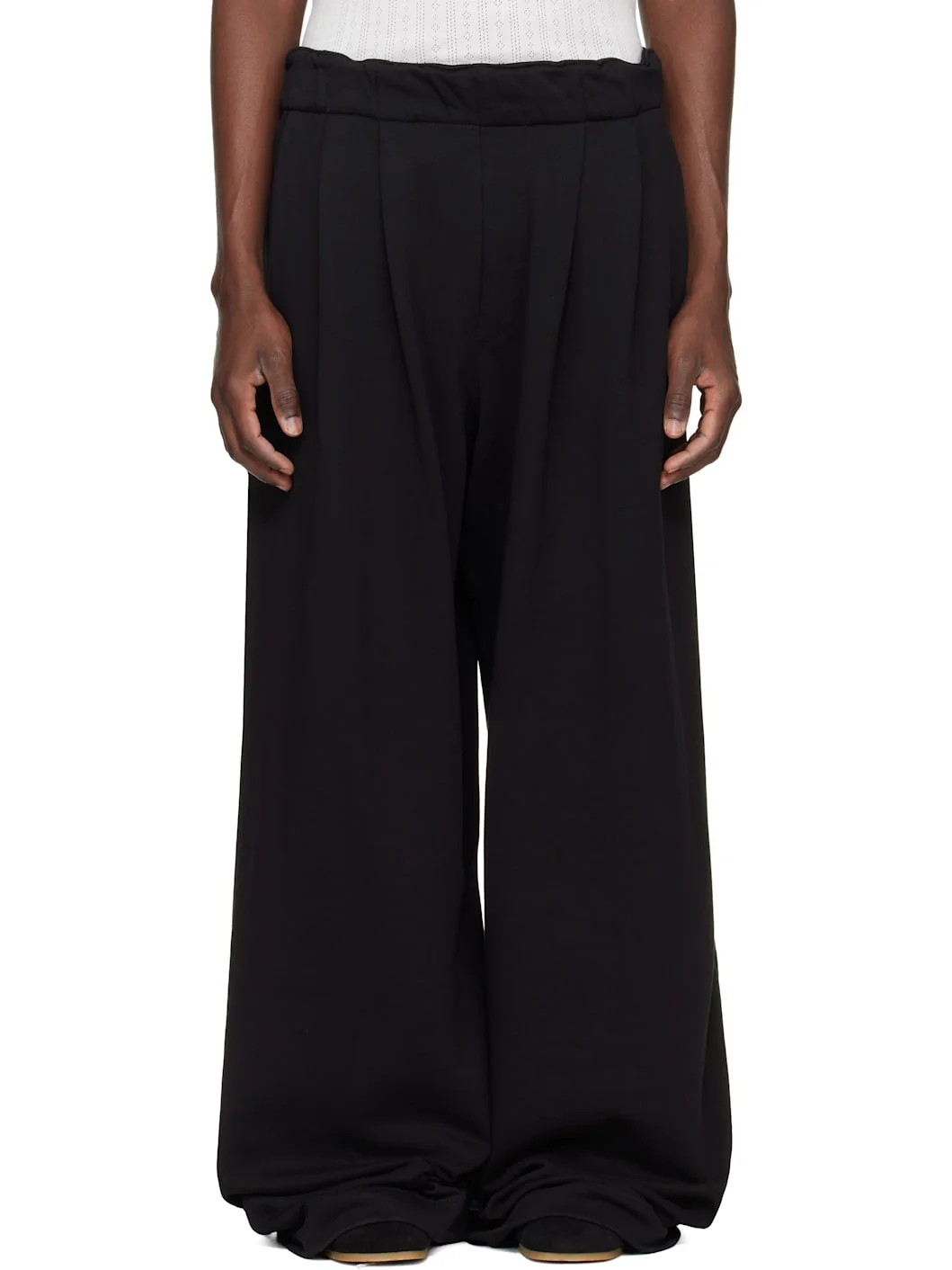 Black Pleated Sweatpants - 1