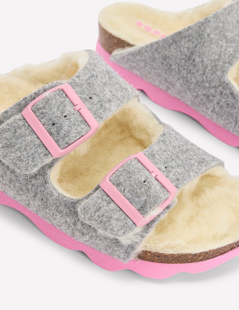 Double Strap Buckle Slipper-Grey 4