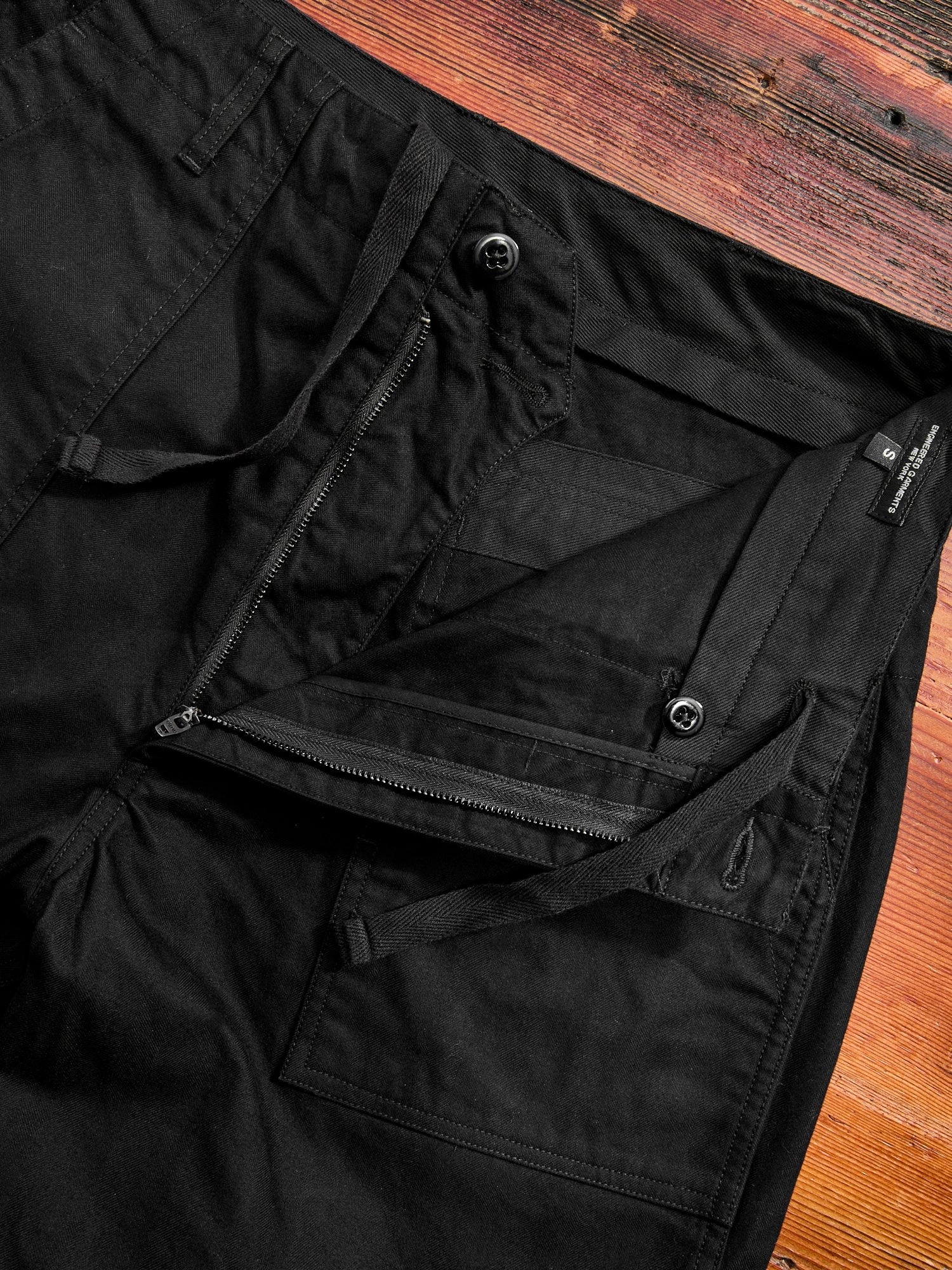 Brushed Herringbone Fatigue Pants in Black - 7