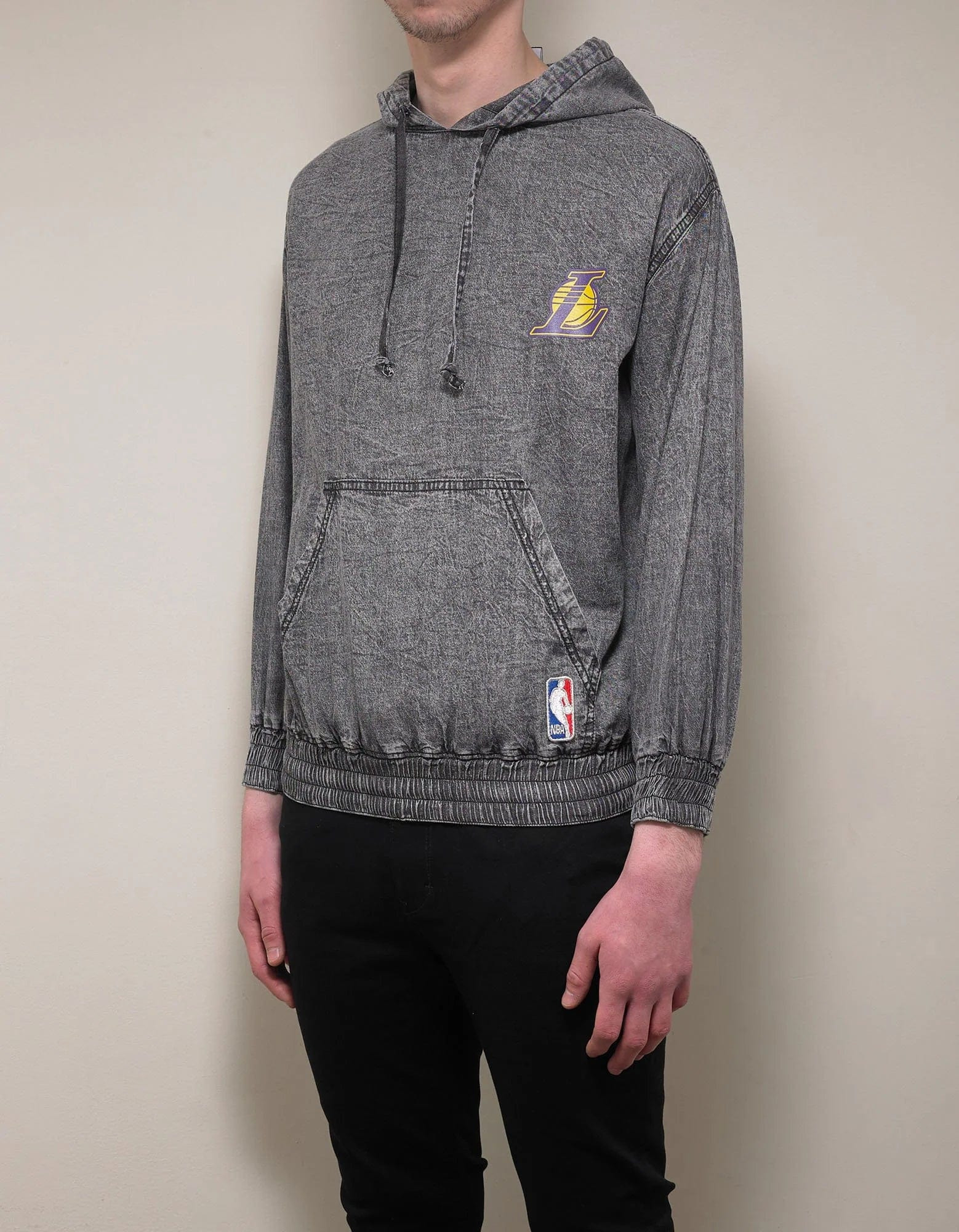 Grey Acid Wash LA Lakers Hoodie - 5