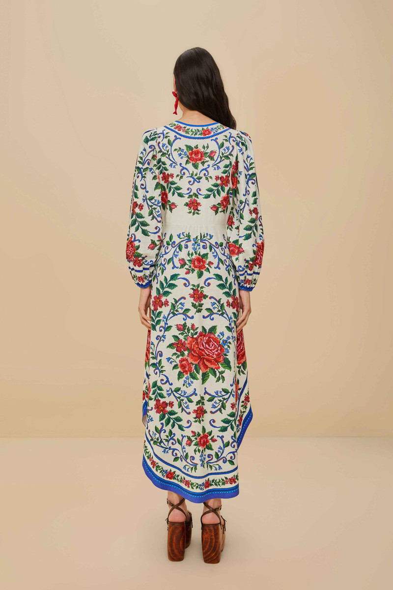 Off-White Flower Tapestry Lenzing™ Ecovero™ Euroflax™ Maxi Dress 4
