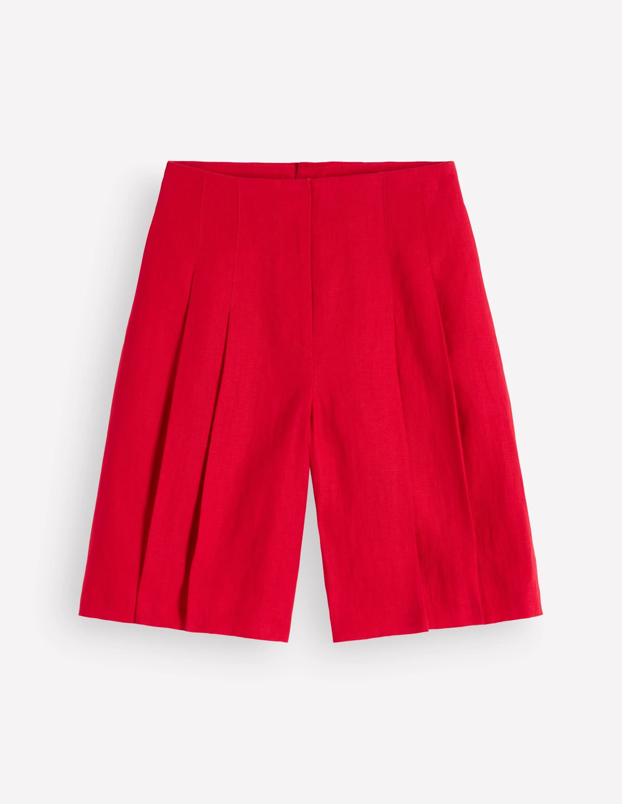 Highbury Pleated Linen Shorts-Merida Red - 1