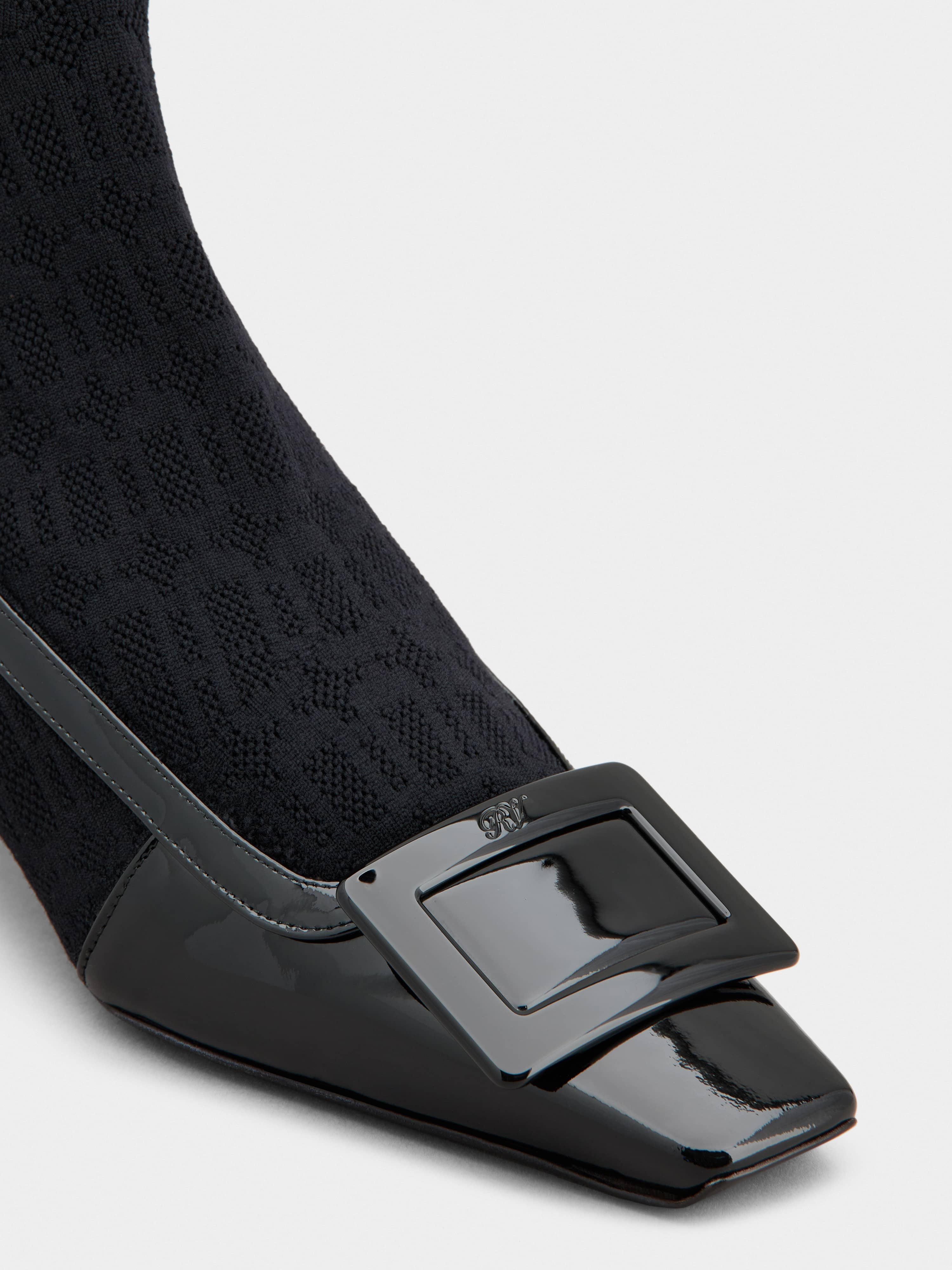 Belle Vivier Sock Lacquered Buckle Ankle Boots in Patent Leather - 3