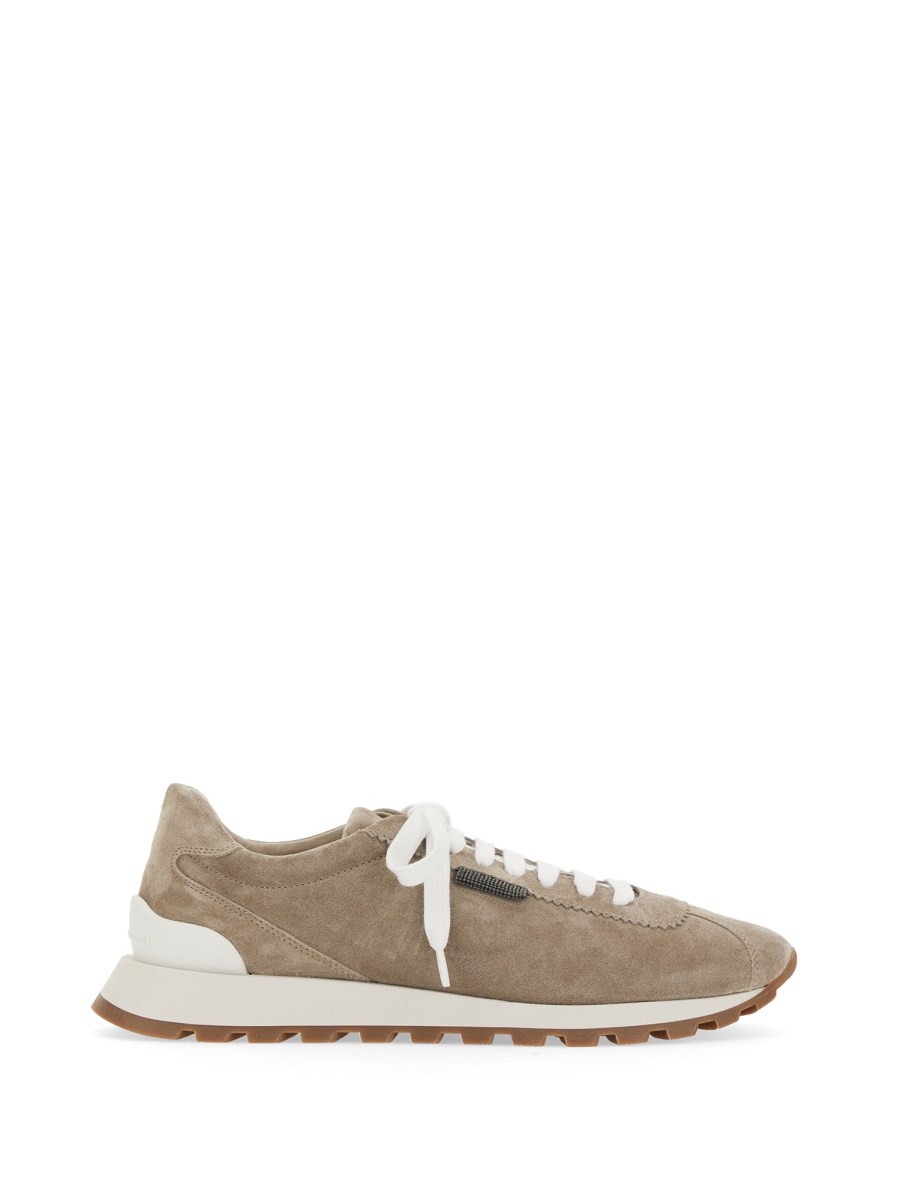 SNEAKER RUNNING IN CAMOSCIO CON SHINY TAB - 1