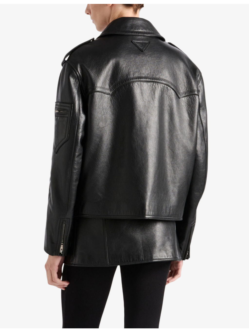 Vintage-treated leather biker jacket - 3