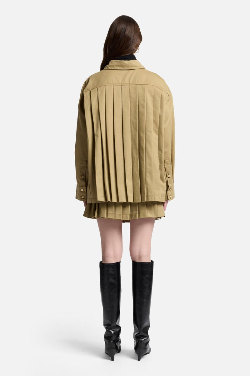 Comfort Twill Pleated Overshirt in Sand Storm 5