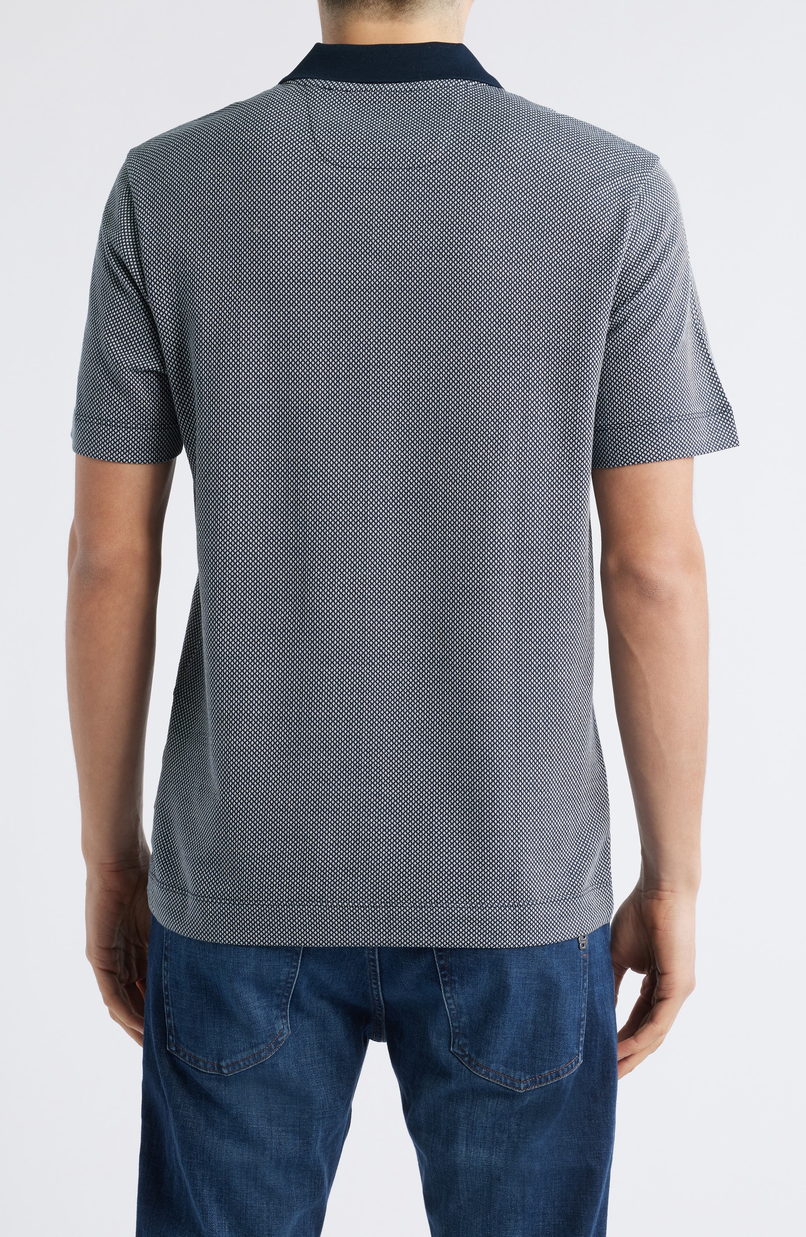 BOSS Parson Cotton & Silk Polo in Dark Blue at Nordstrom - 2