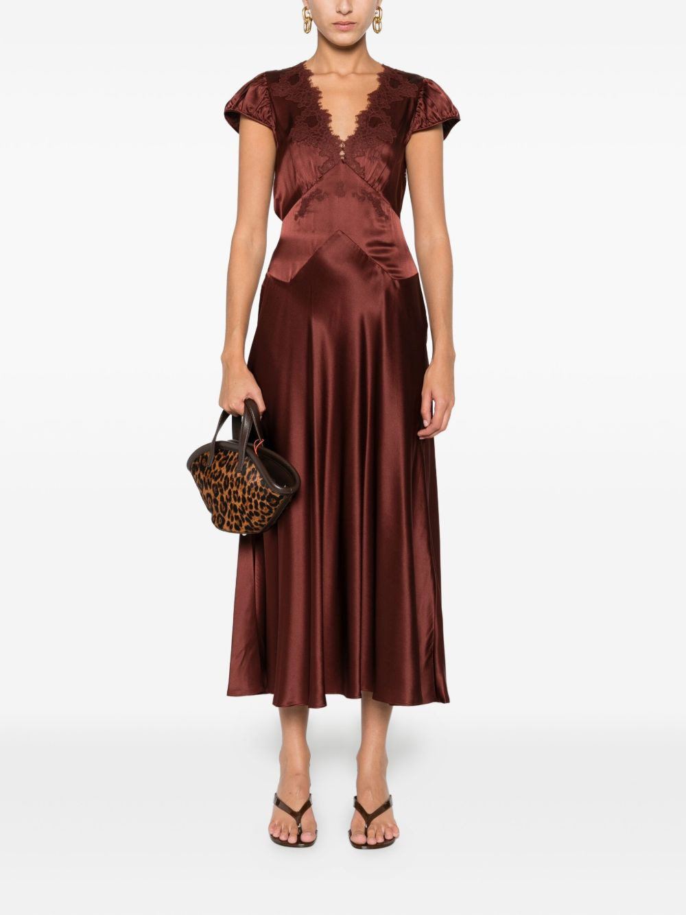 lace-trimmed midi dress - 2