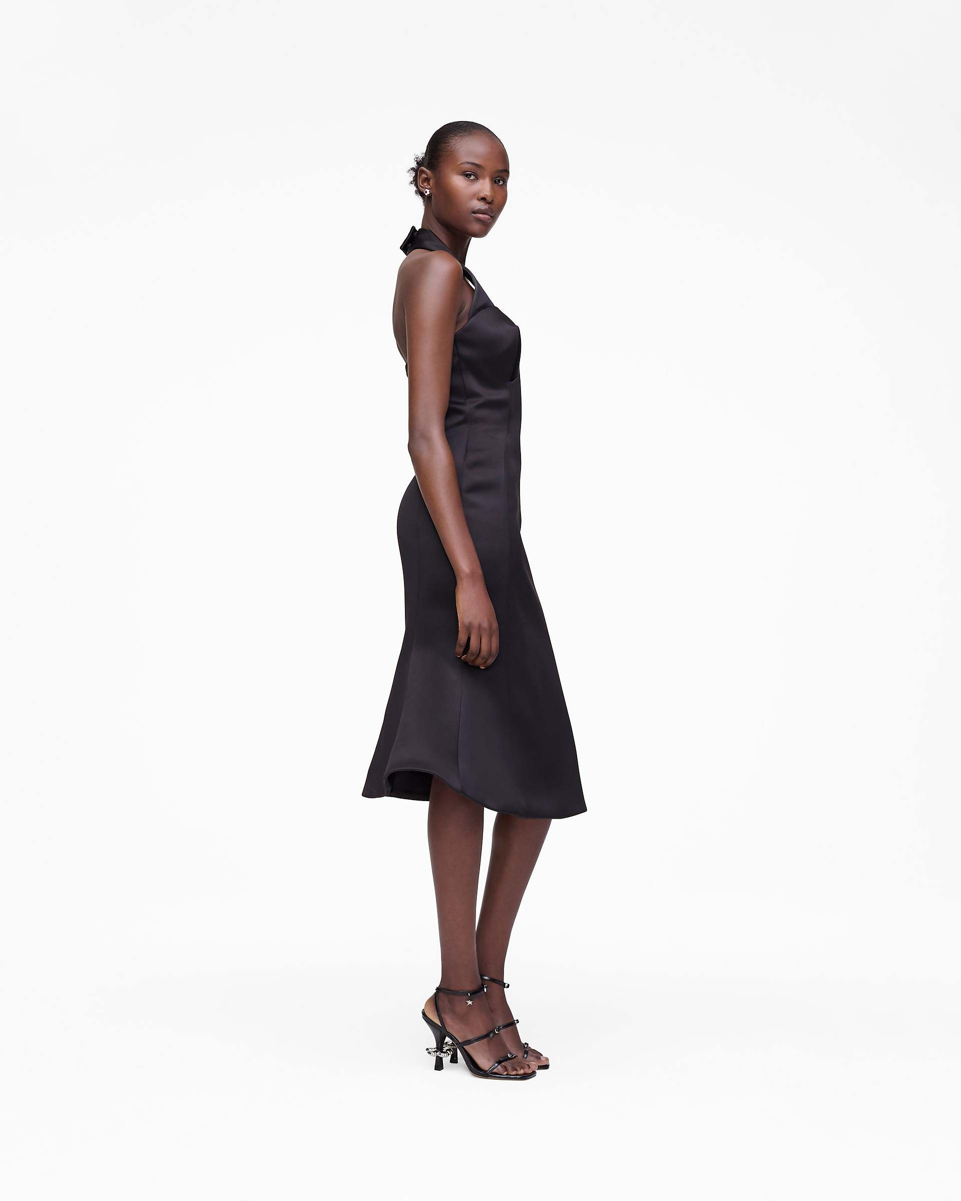 SCULPTED SATIN HALTER DRESS - 3