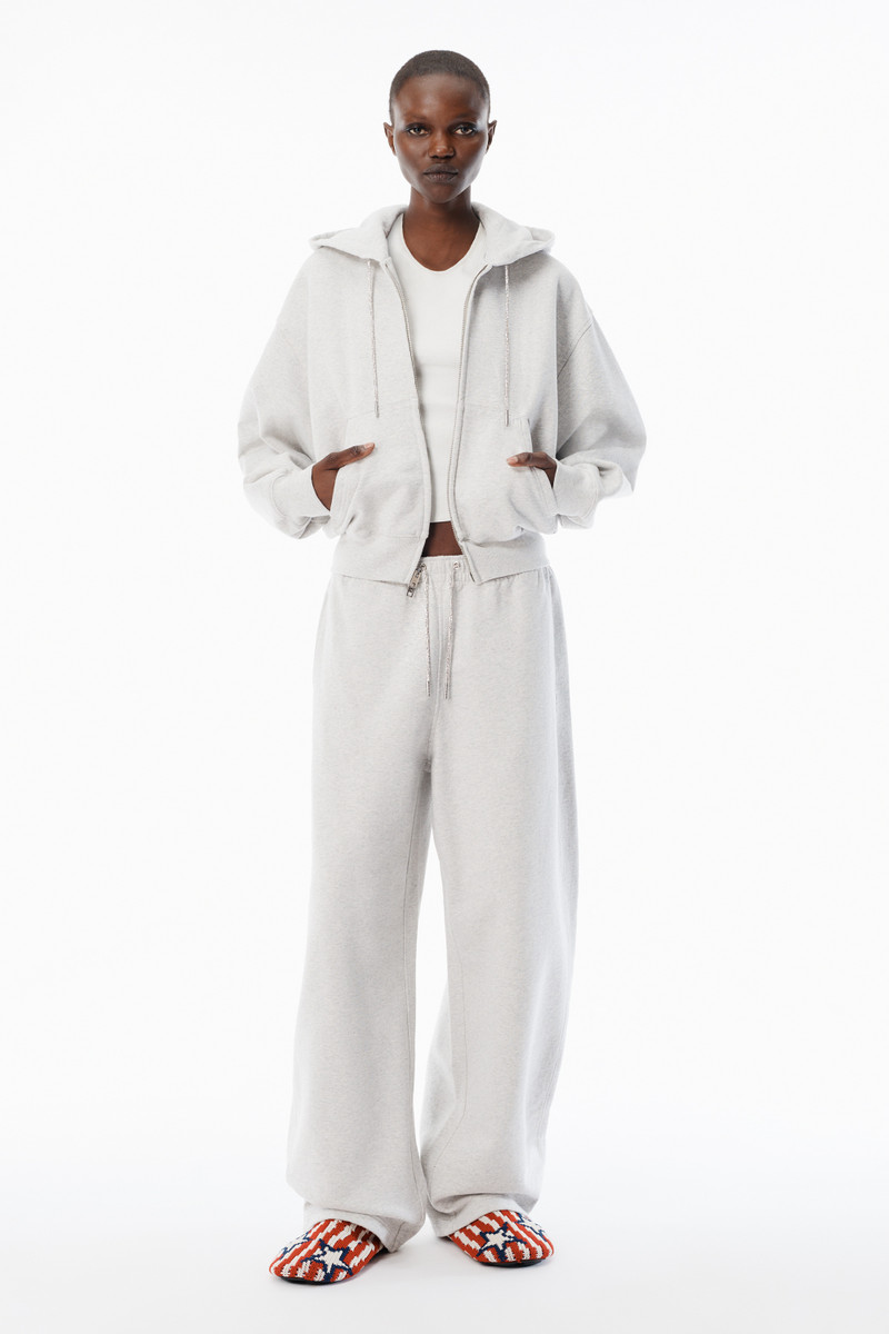 Alexander Wang Grey Cotton Terry Sweatpant with Crystal Hotfix Drawcord outlook