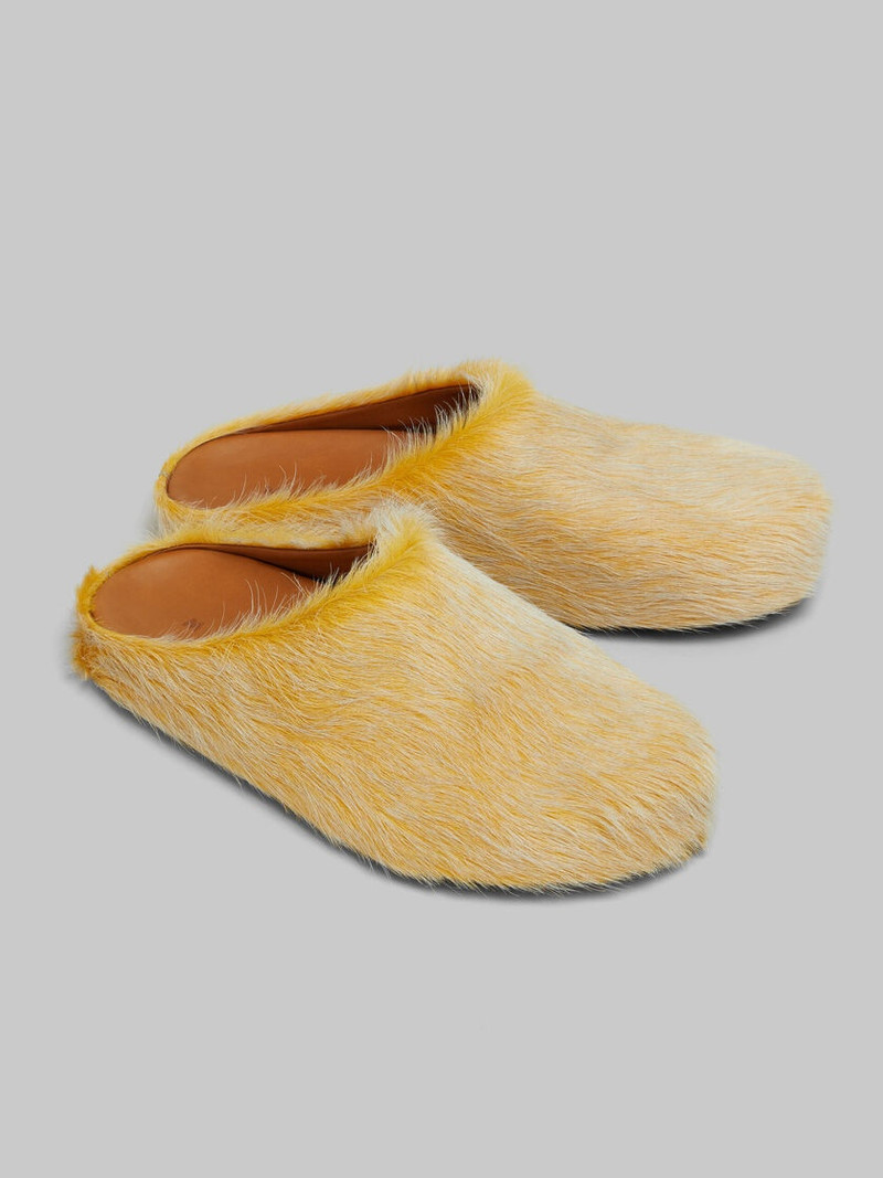 YELLOW LONG HAIR CALFSKIN FUSSBETT SABOT 5