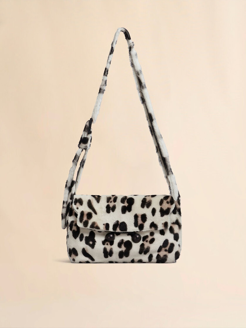 SHEARLING ANIMAL PRINT TRUNKAROO SOFT MEDIUM SHOULDER BAG 1