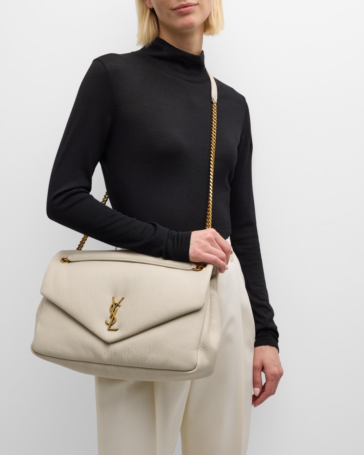 Calypso Large YSL Shoulder Bag in Leather - 3