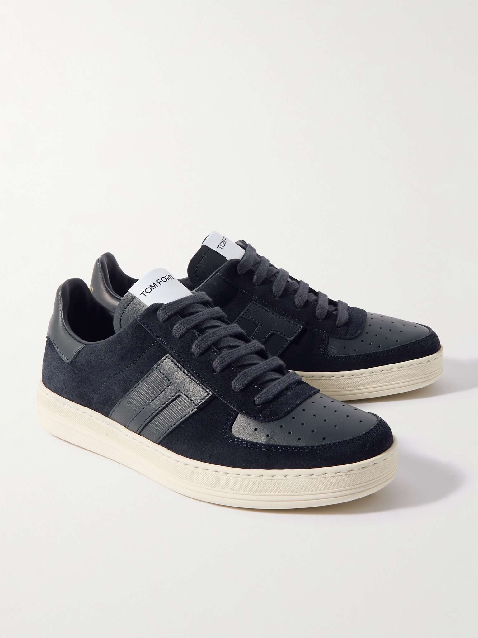 Logo-Appliquéd Leather-Trimmed Suede Sneakers - 4