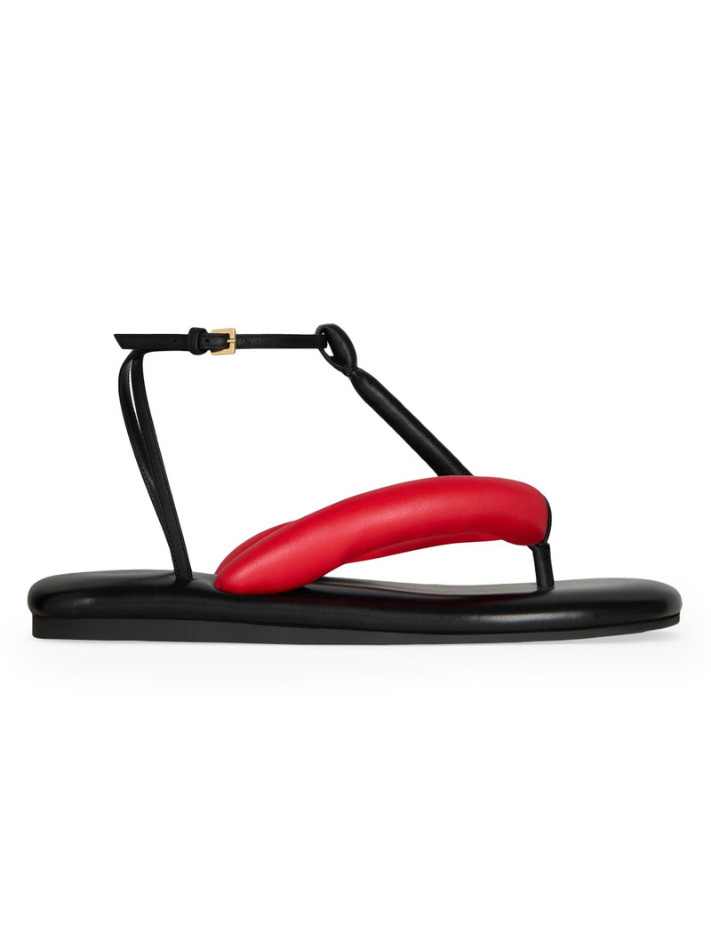 Women's Boudoir Bicolor Thongs in Nappa Leather - Black Red 1