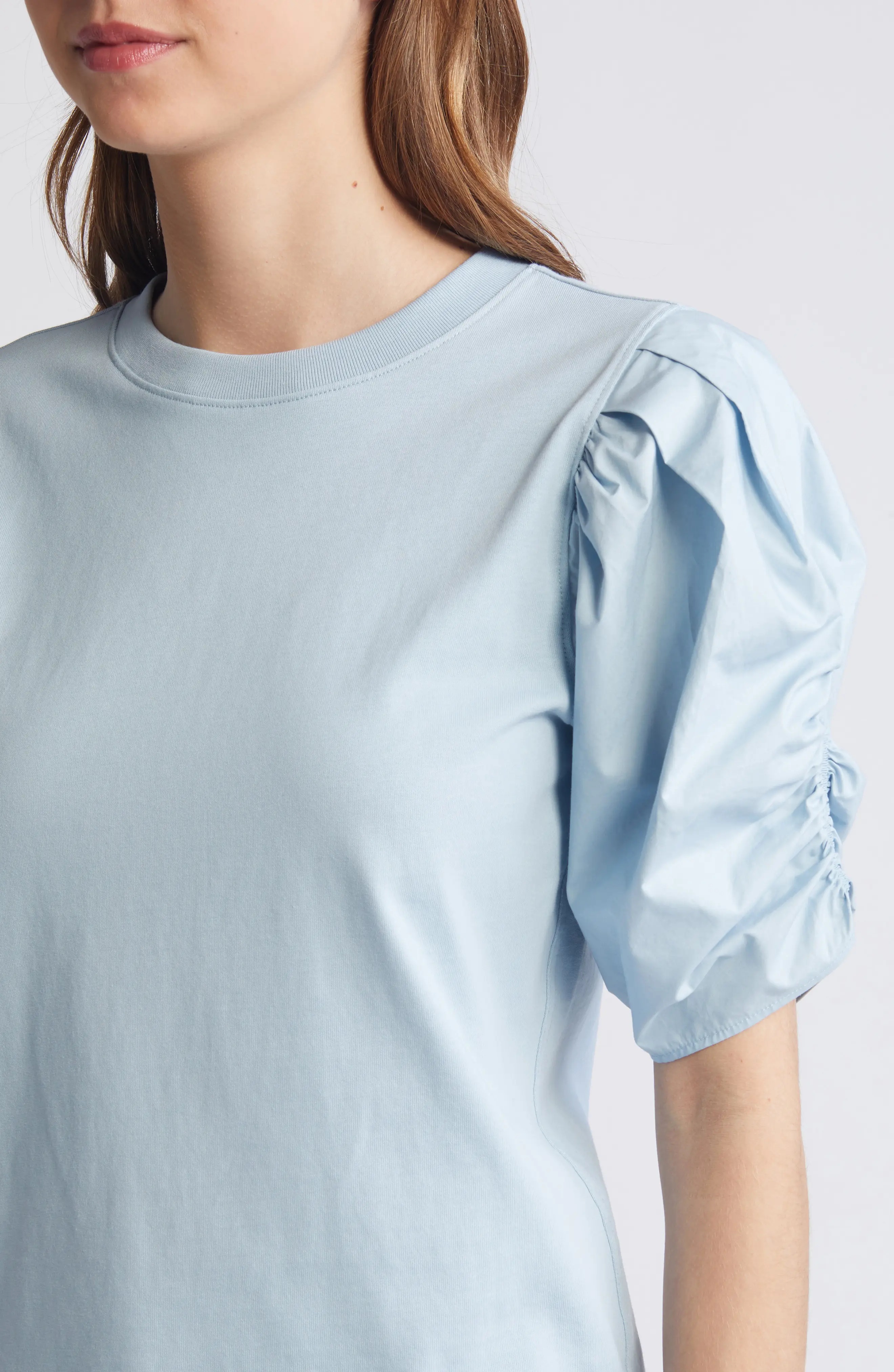 Ruched Sleeve Organic Cotton T-Shirt - 4