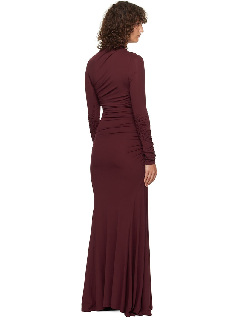 Burgundy Ruched Maxi Dress 3