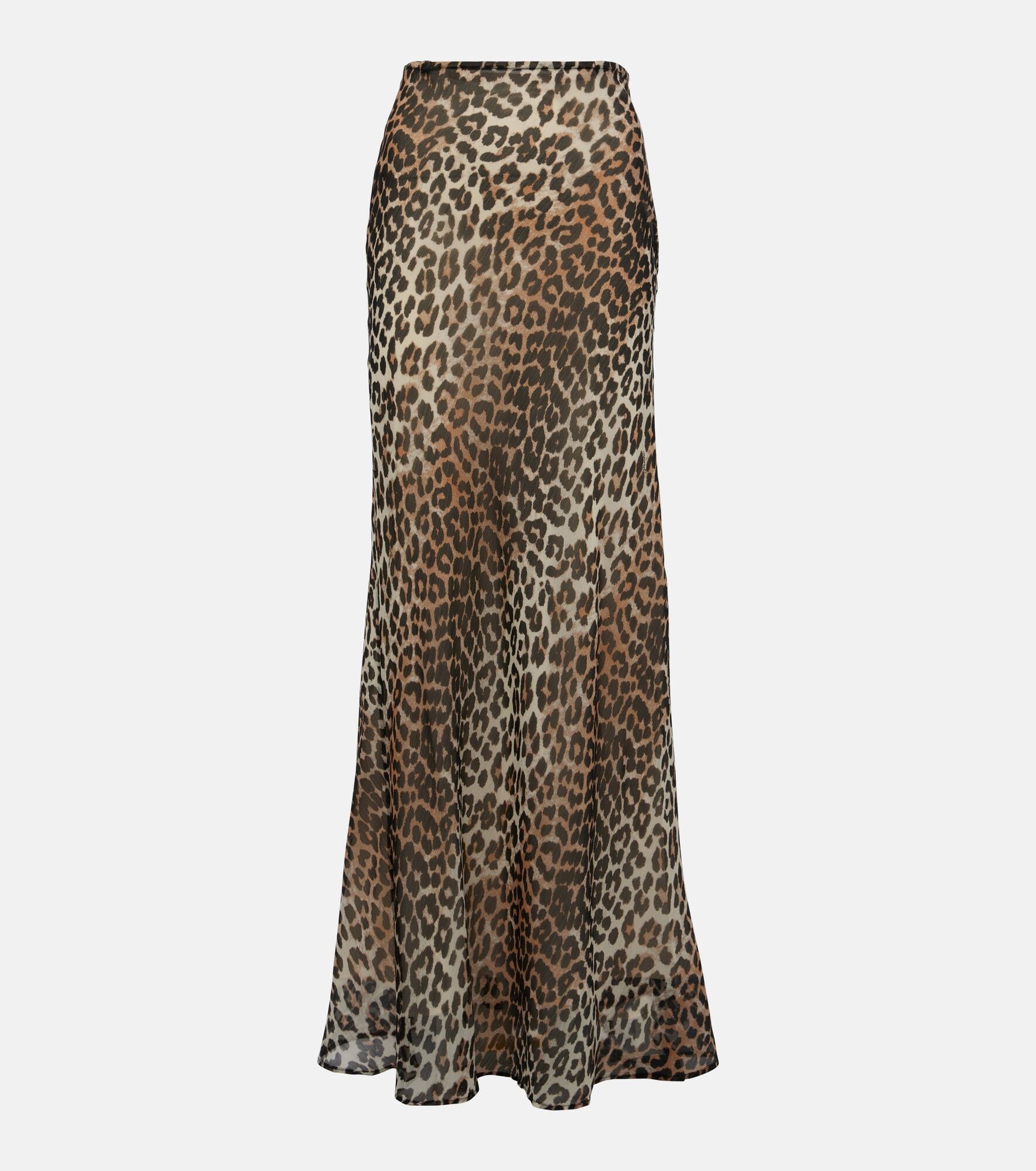 Leopard-print chiffon maxi skirt - 1