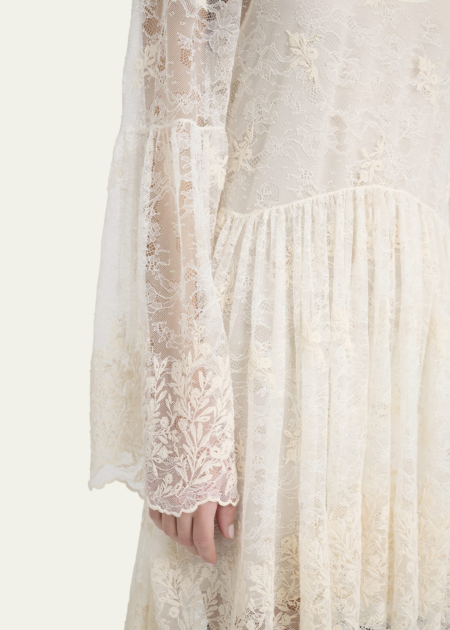 Lace U-Neck Long-Sleeve Mini Dress - 5