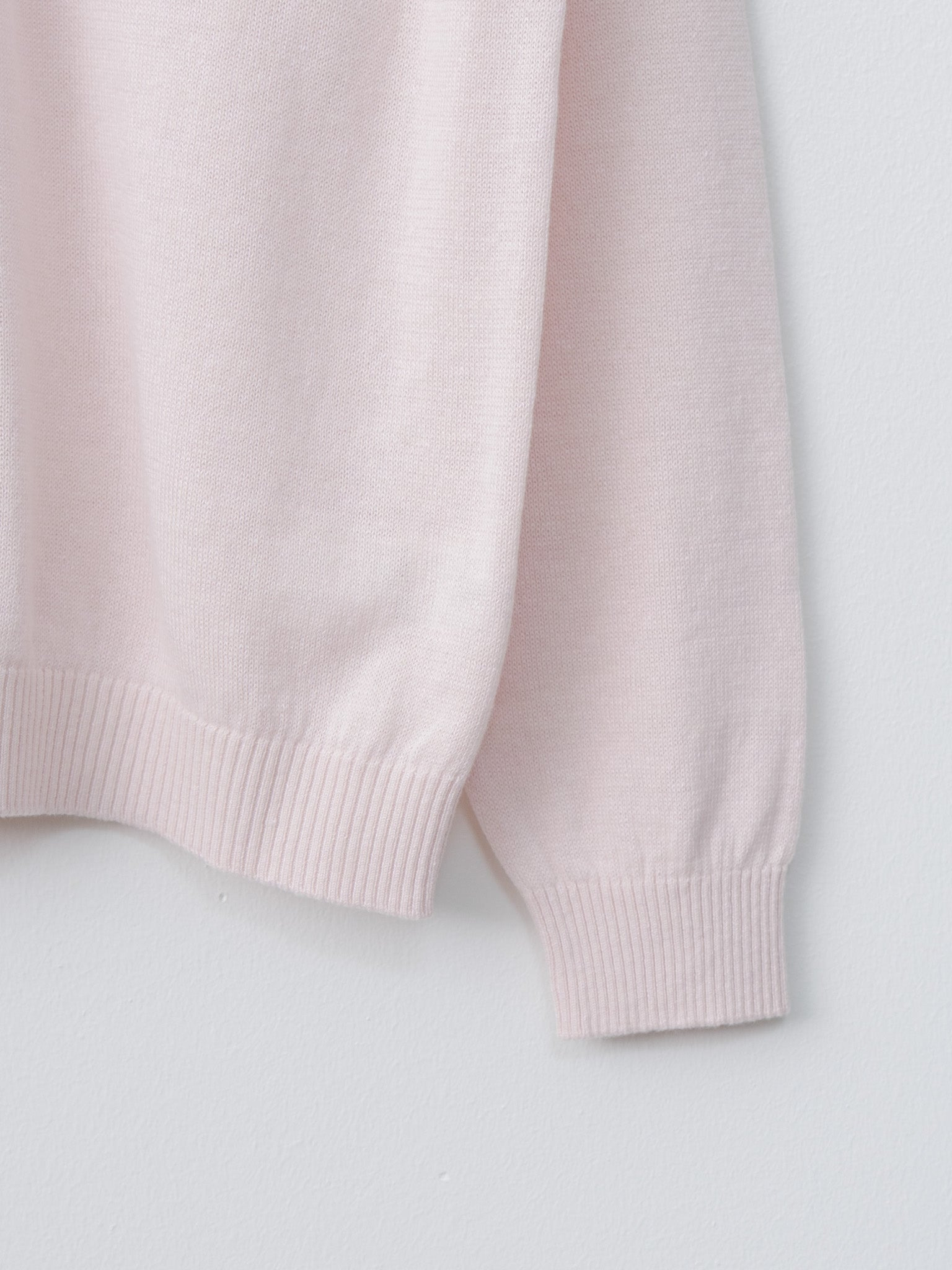 Linen Wool Brushed Zip Up Polo Sweater - Pink - 6