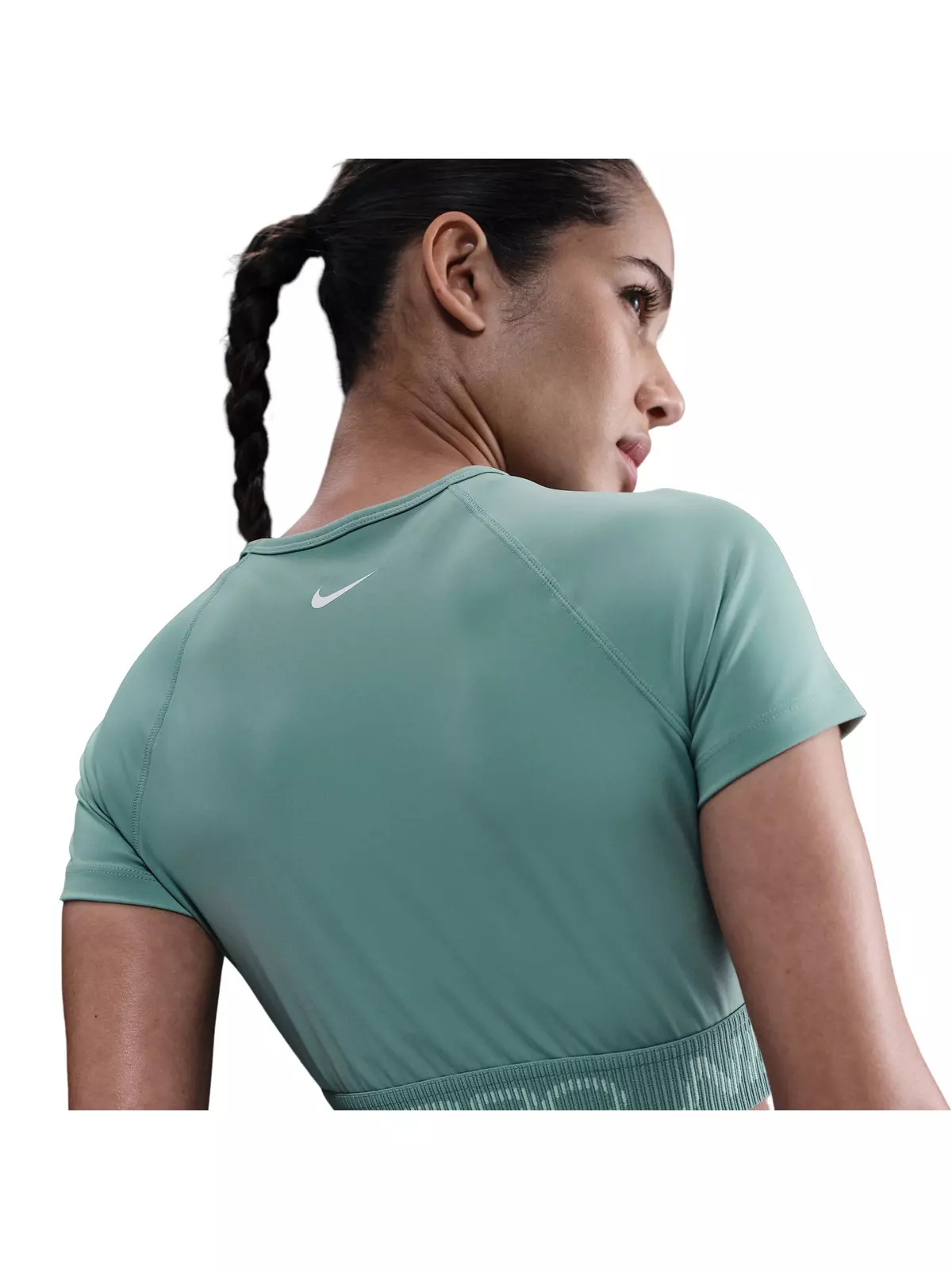 Women's Pro Dri-FIT Short-Sleeve Cropped Graphic Top -Green - 2