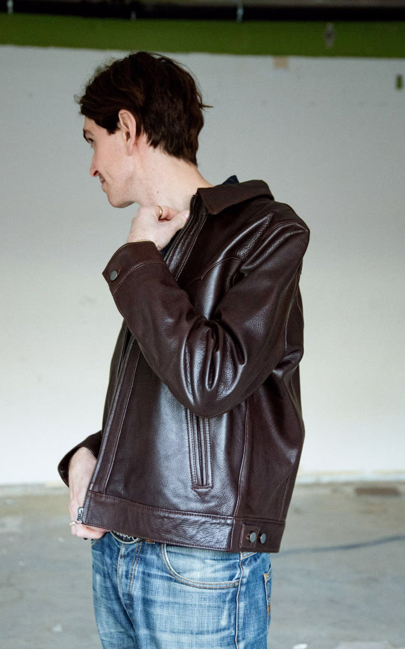 JOPPE WESTERN LEATHER JACKET BROWN - 2