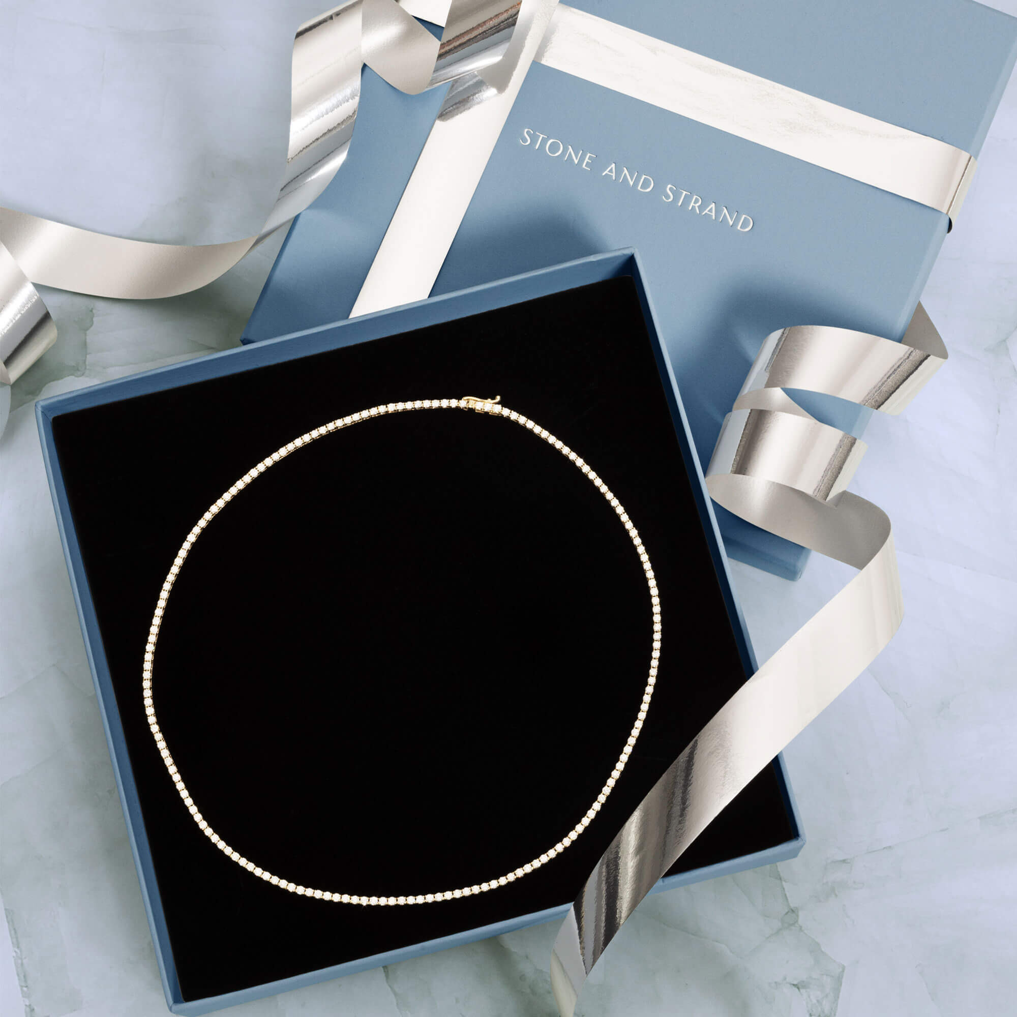 Unflippable Tennis Necklace in Yellow Gold - 10