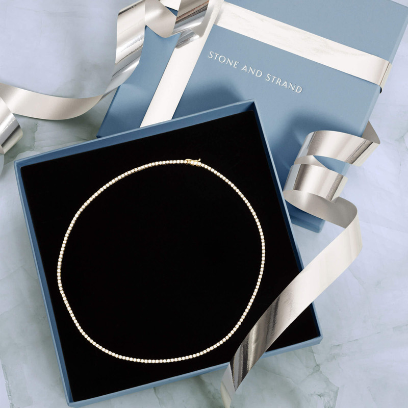 Unflippable Tennis Necklace in Yellow Gold 10