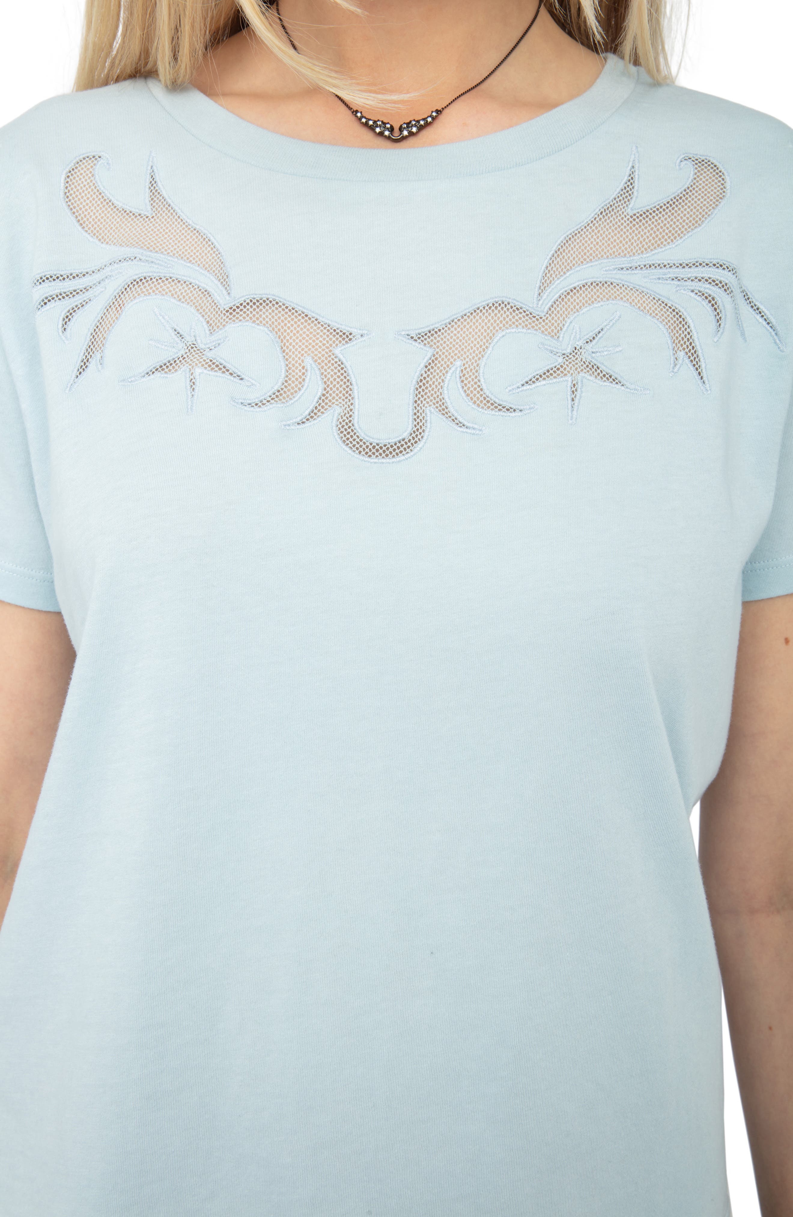 Zadig & Voltaire Alys Mesh Inset Cotton T-Shirt in Cloud at Nordstrom - 4
