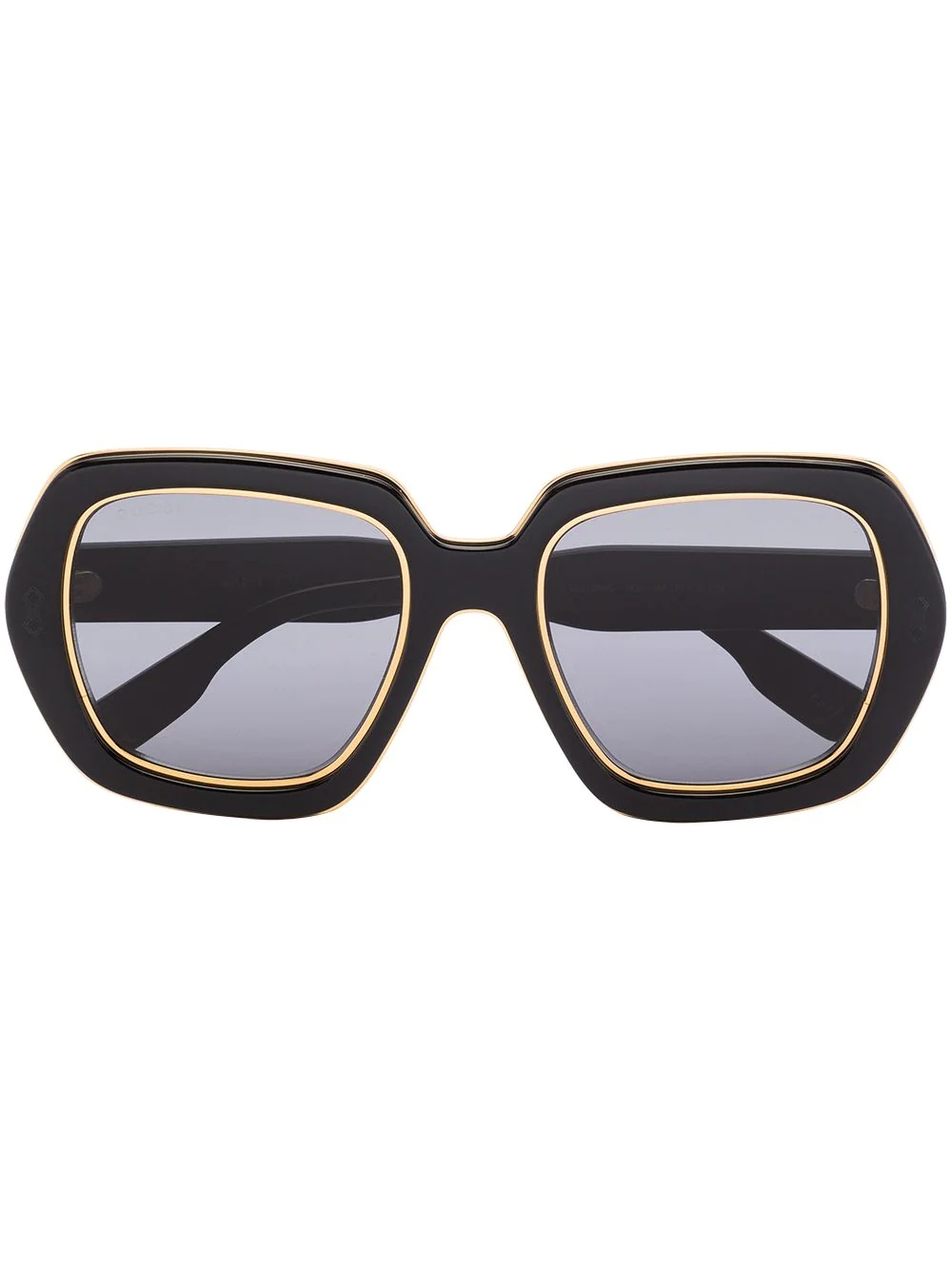 metallic-trim square-frame sunglasses - 1