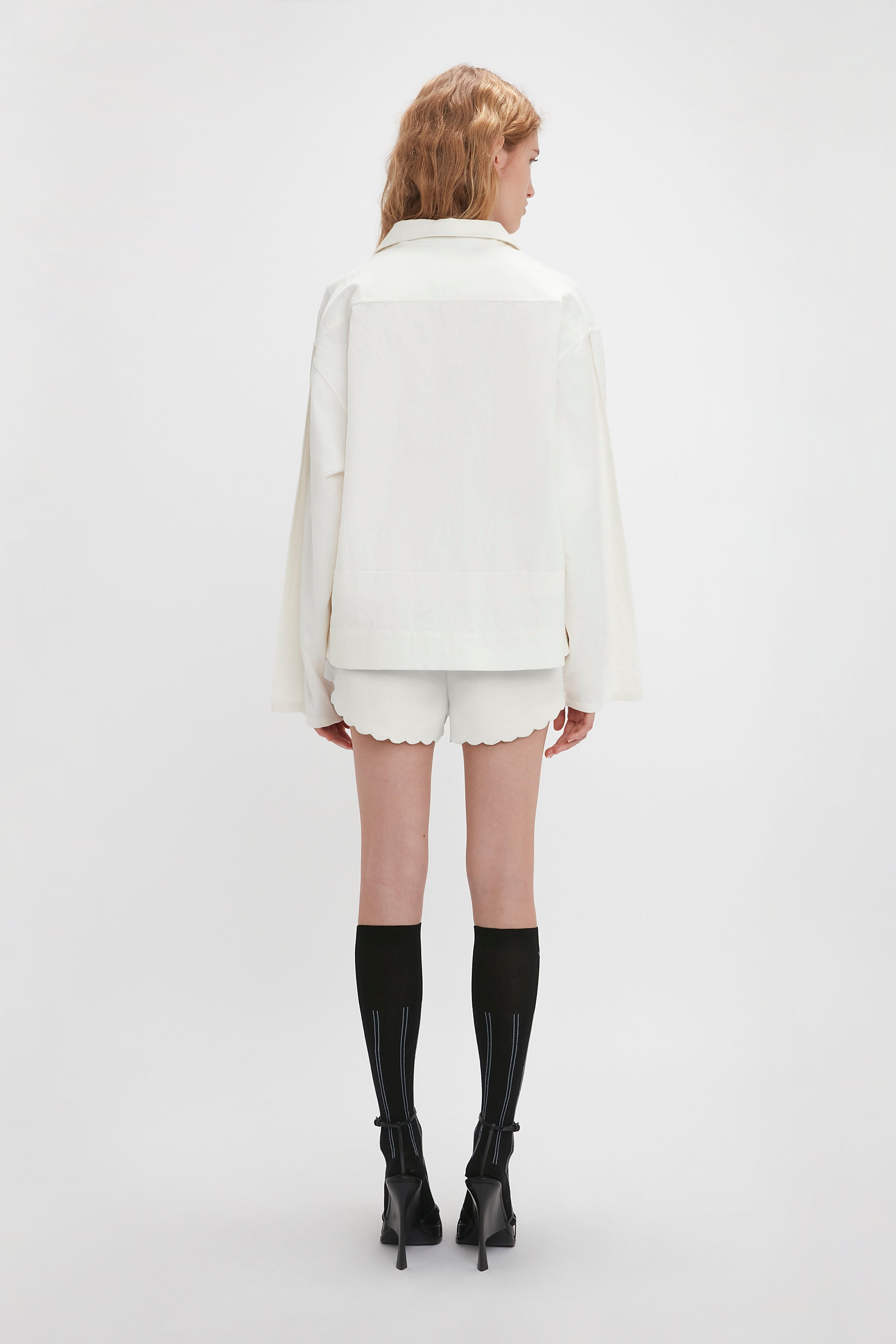 Oversized Embroidered Tunic In Antique White - 4
