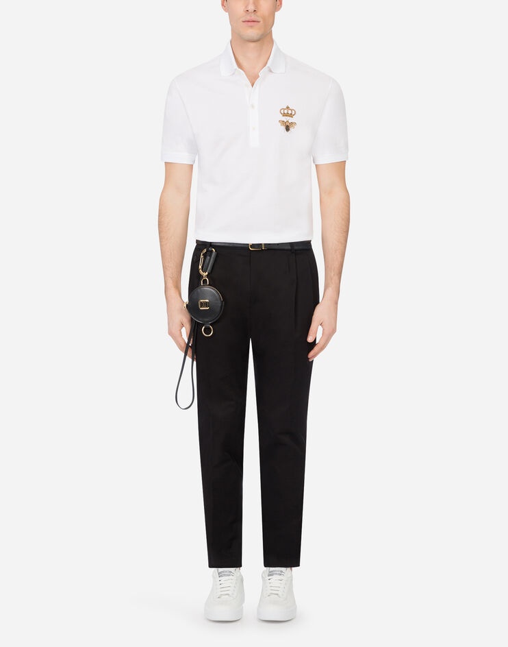 Cotton piqué polo-shirt with lurex embroidery - 5