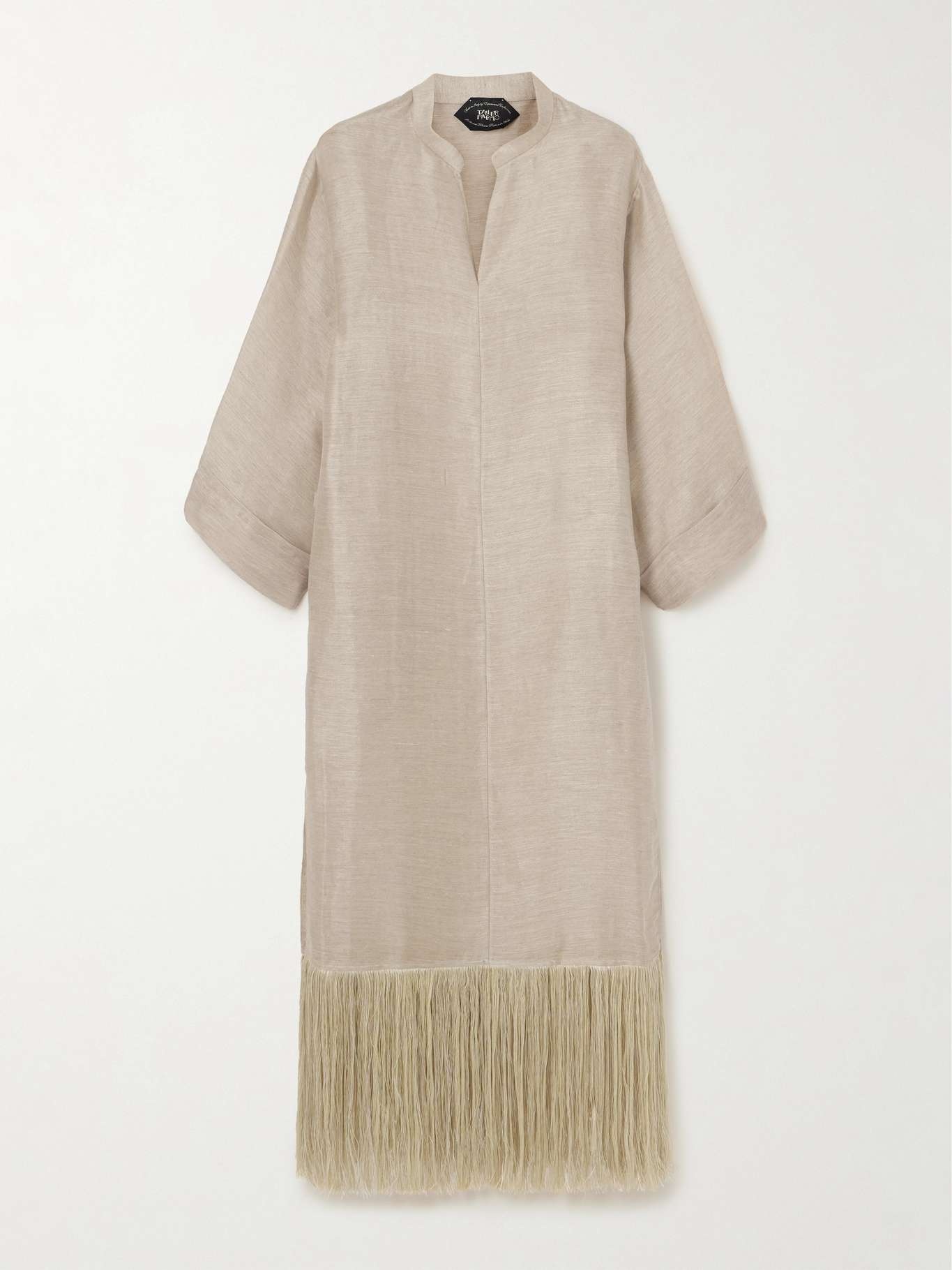 Tigris fringed linen-blend dupioni gown - 1