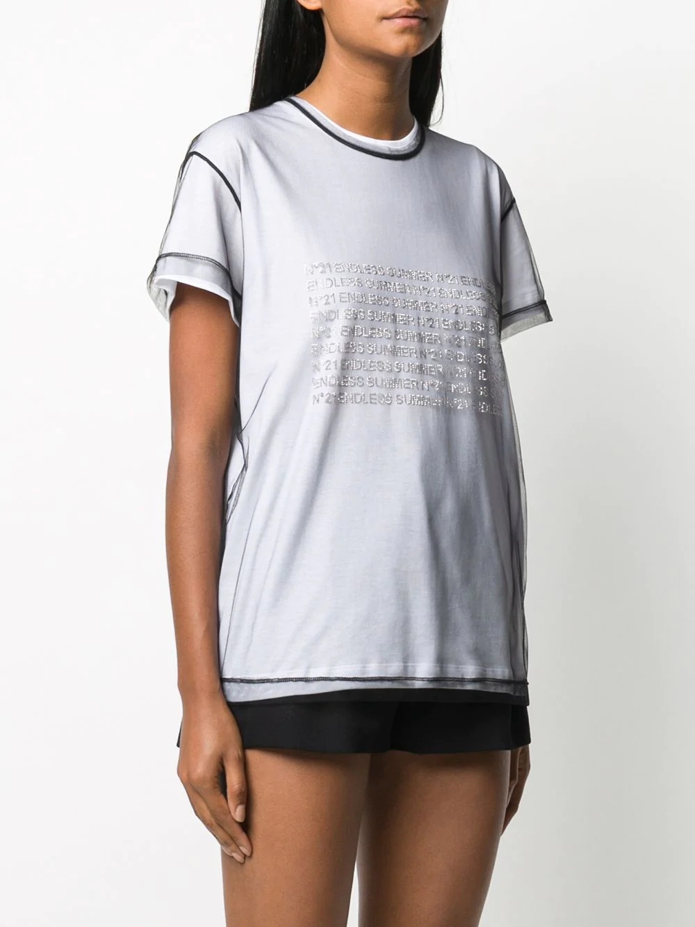 layered mesh T-shirt - 3