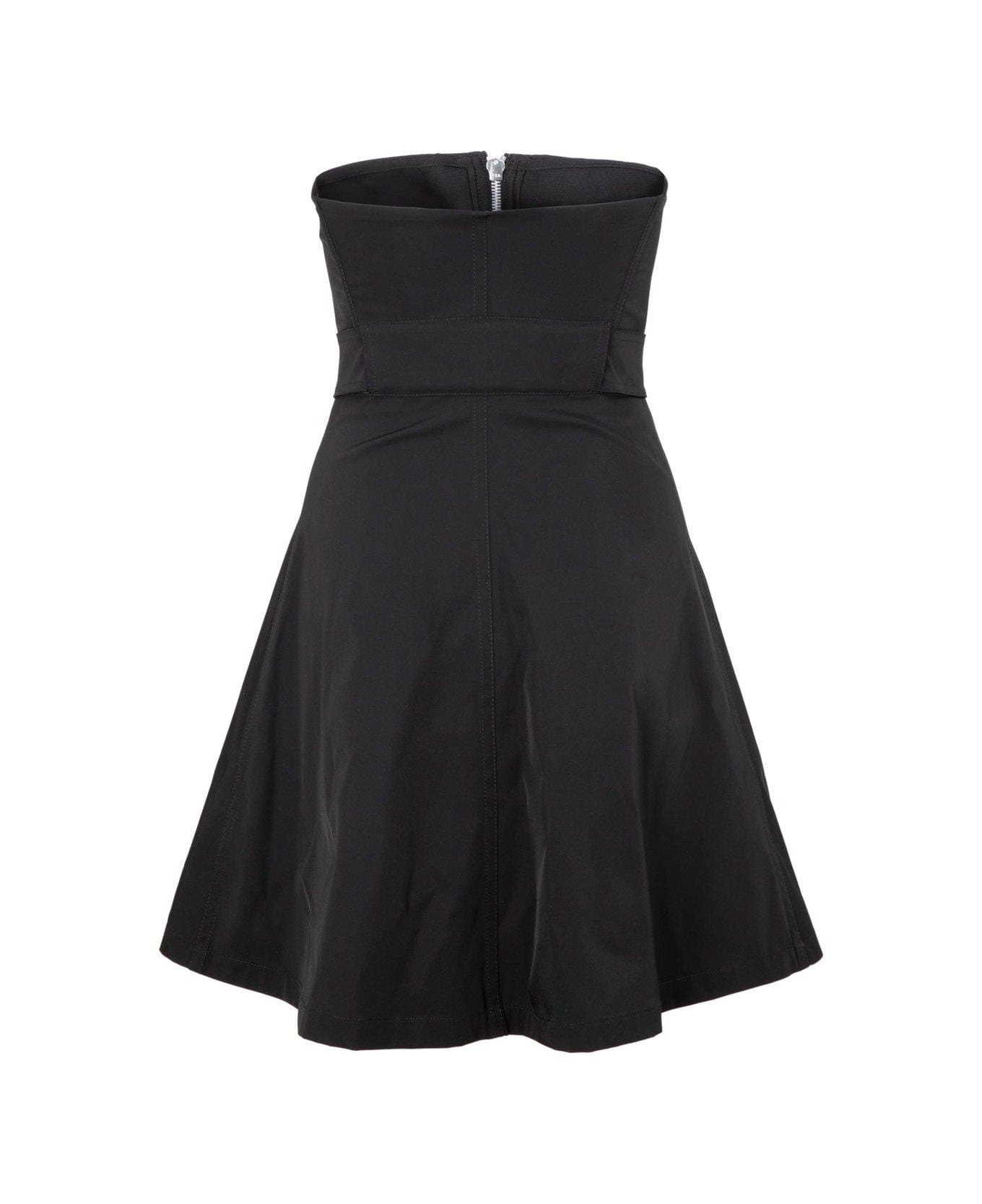 Zipdetail Strapless Dress - 2