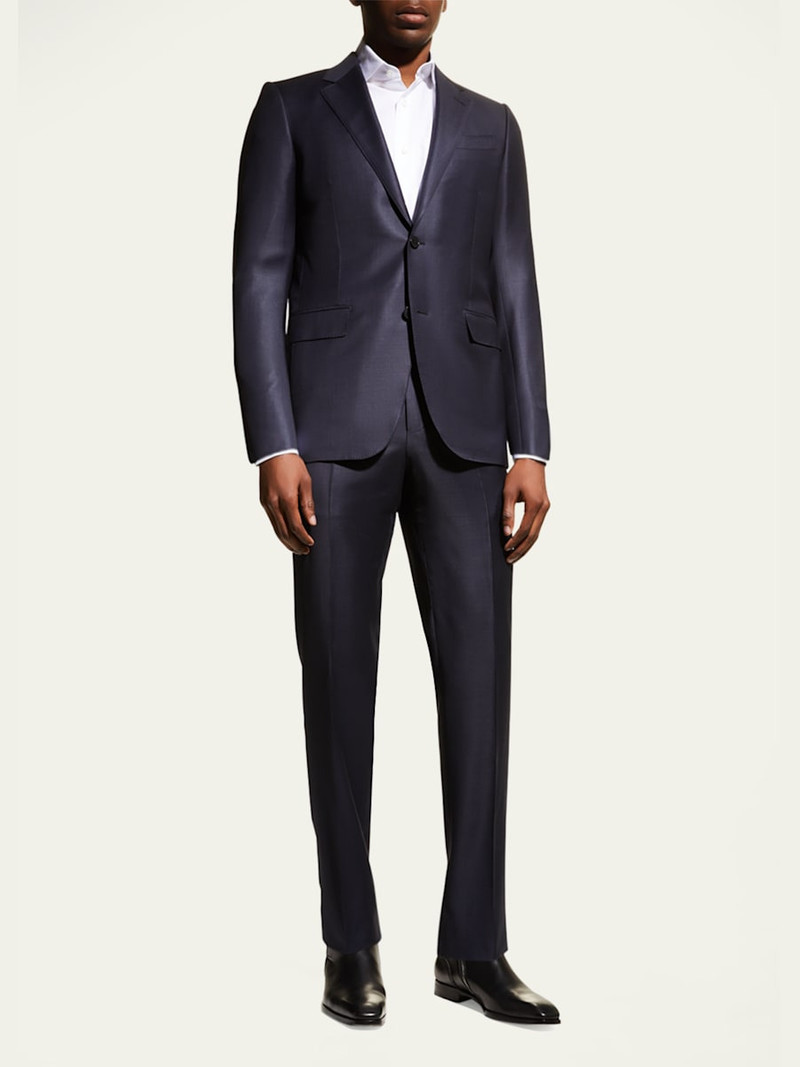 ZEGNA Men's Wool Tic-Weave Suit outlook