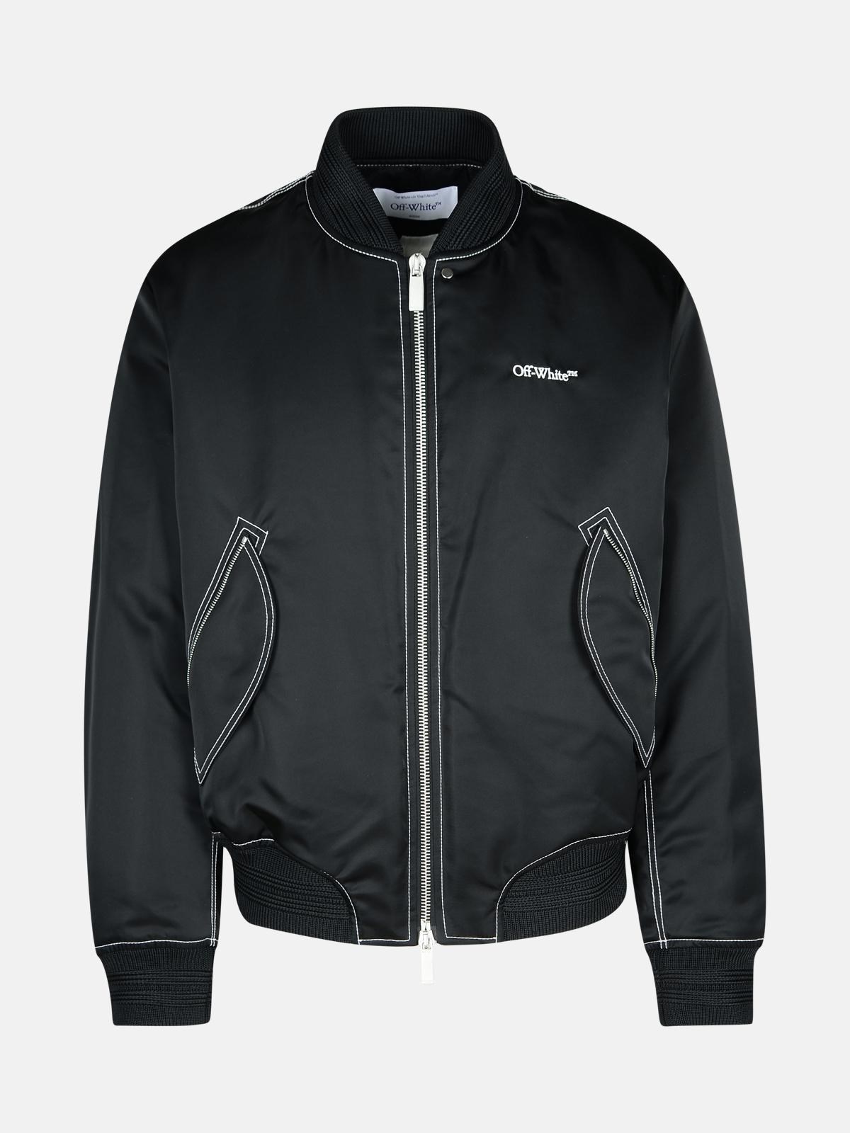 'STICHT' BLACK POLYAMIDE BOMBER JACKET - 1