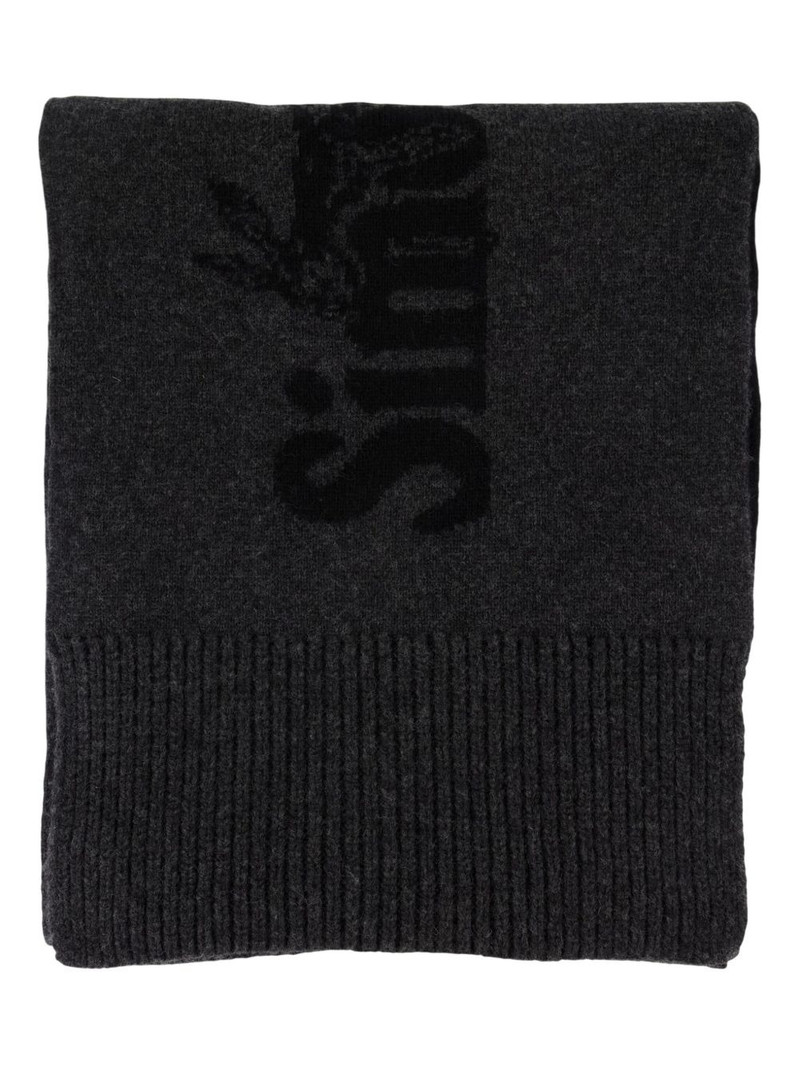 logo-embellished wool scarf 1