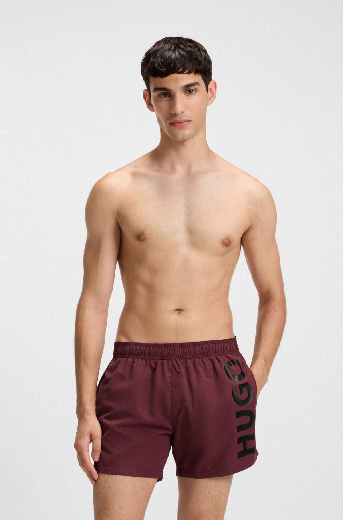 SWIM SHORTS WITH VERTICAL LOGO PRINT - 2