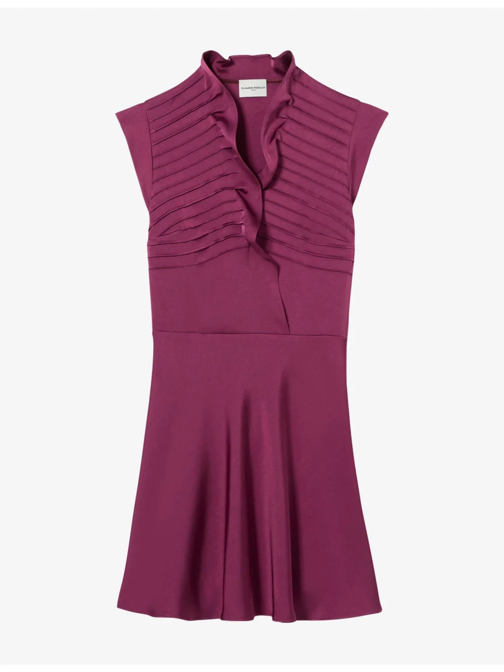 Sleeveless Ruffled Satin Mini Dress - 1