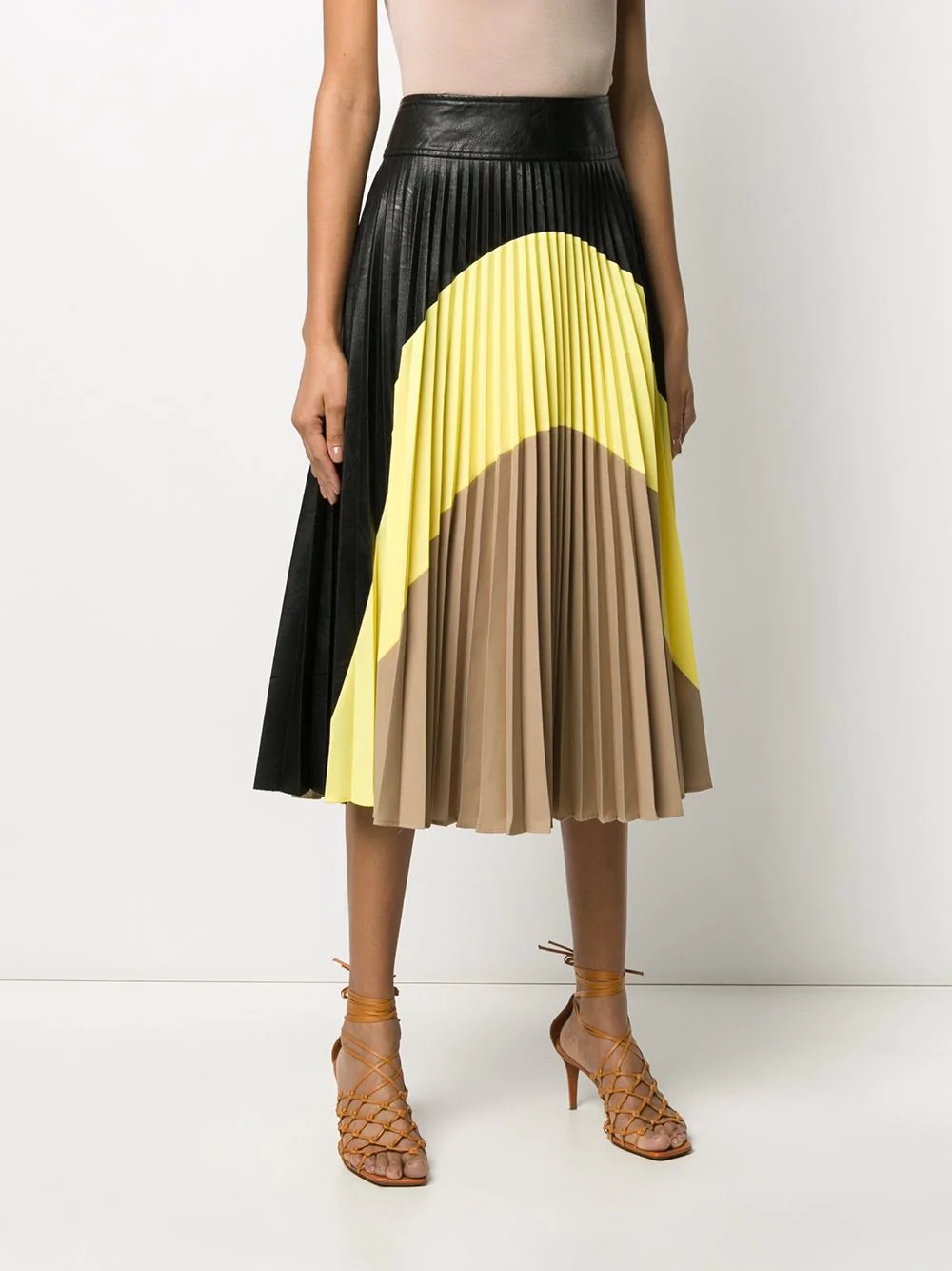 colour-block pleated midi-skirt - 3