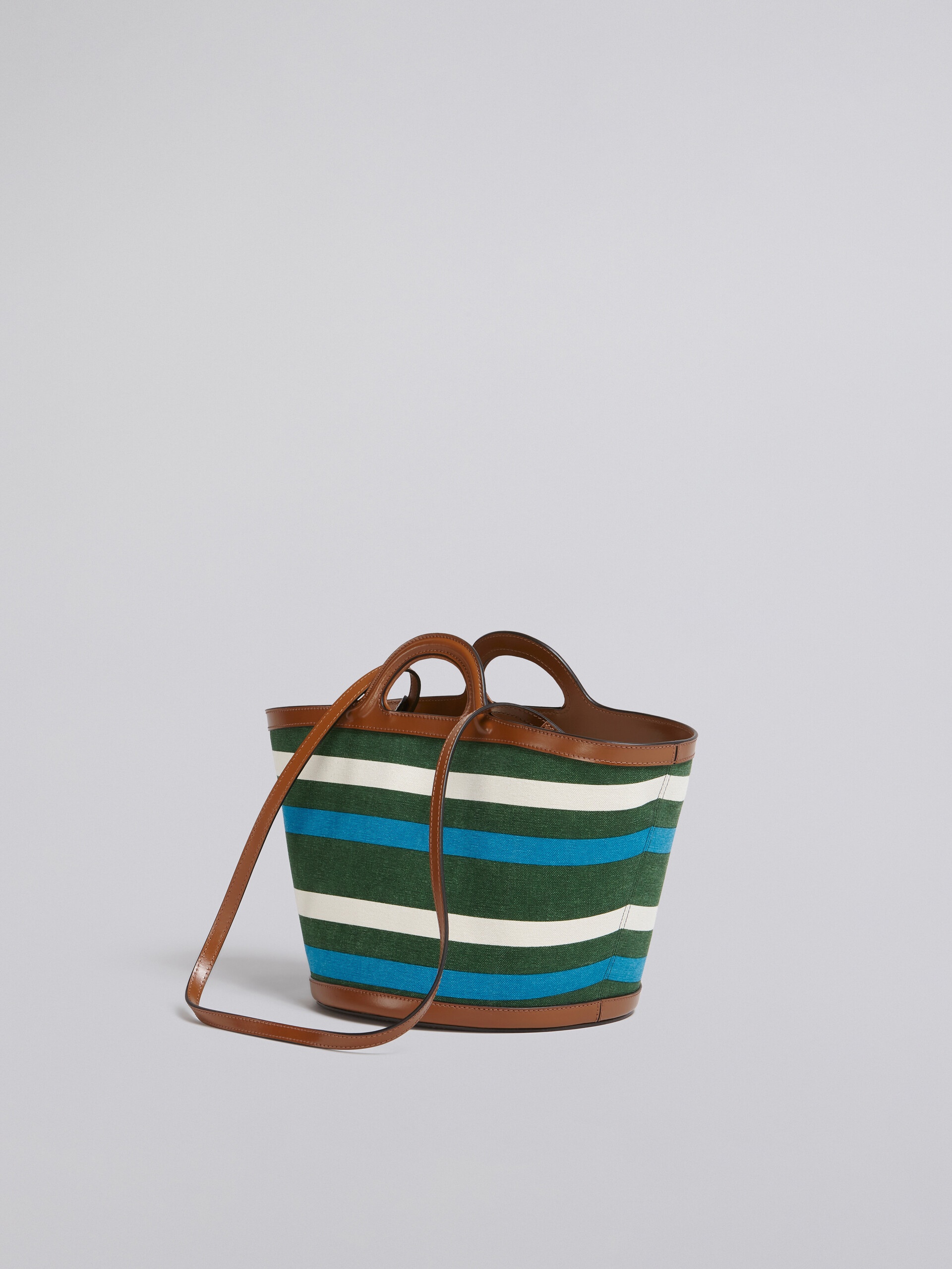 TROPICALIA SMALL BAG IN LEATHER AND STRIPED CANVAS 3
