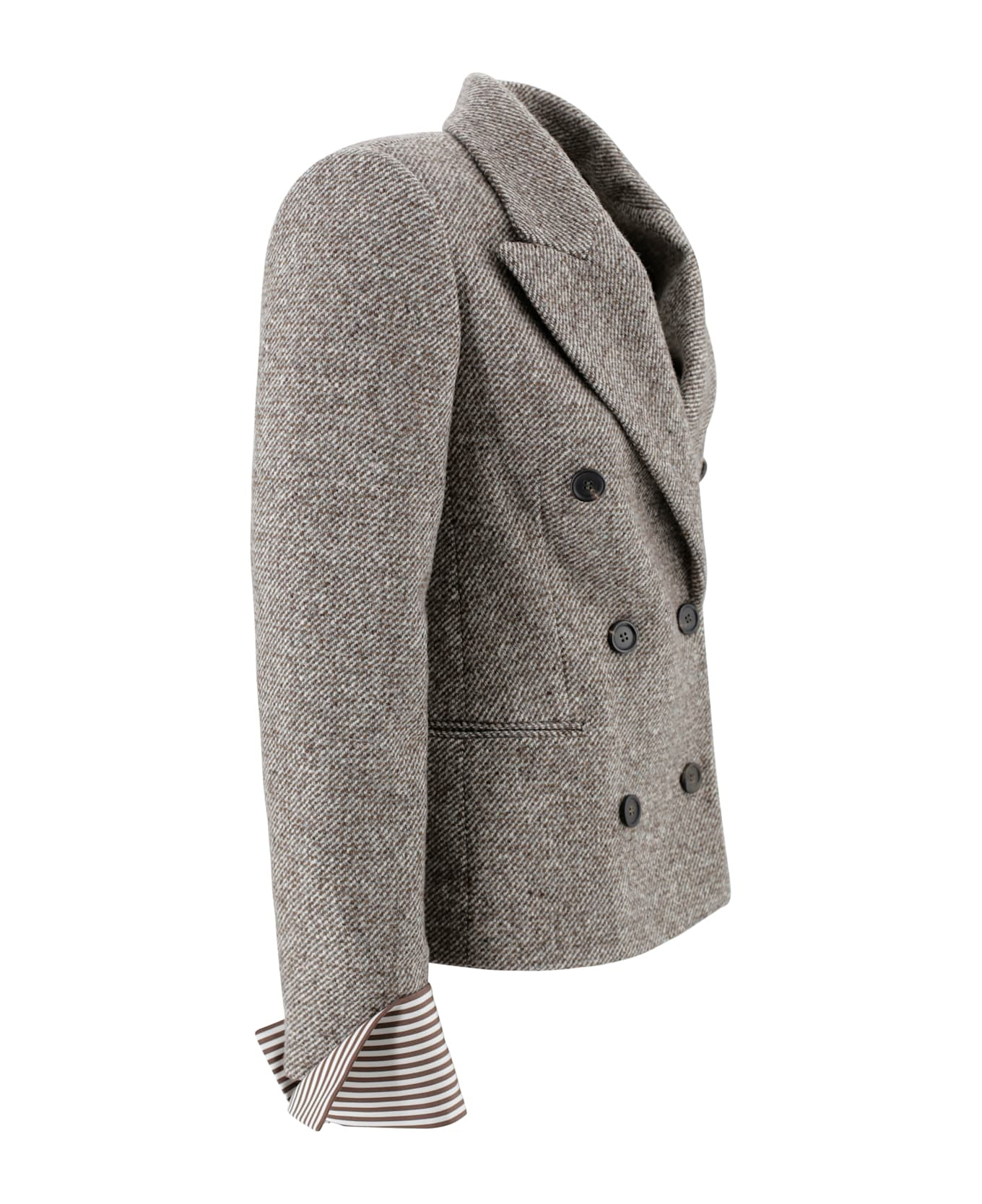 Double-breasted Blazer In Tweed - 4
