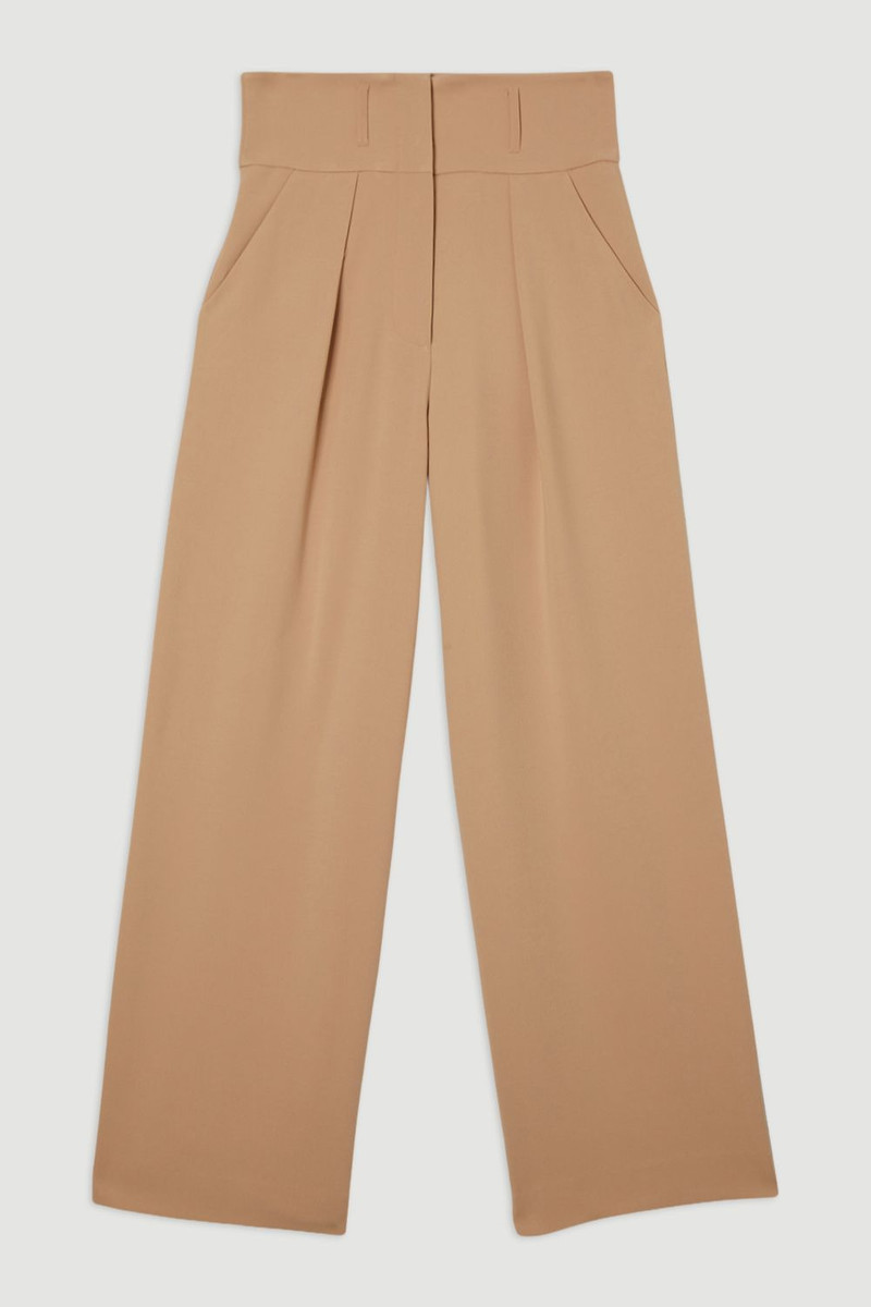 Plus Size Compact Stretch Essential Tailored High Waist Wide Leg Trouser 4