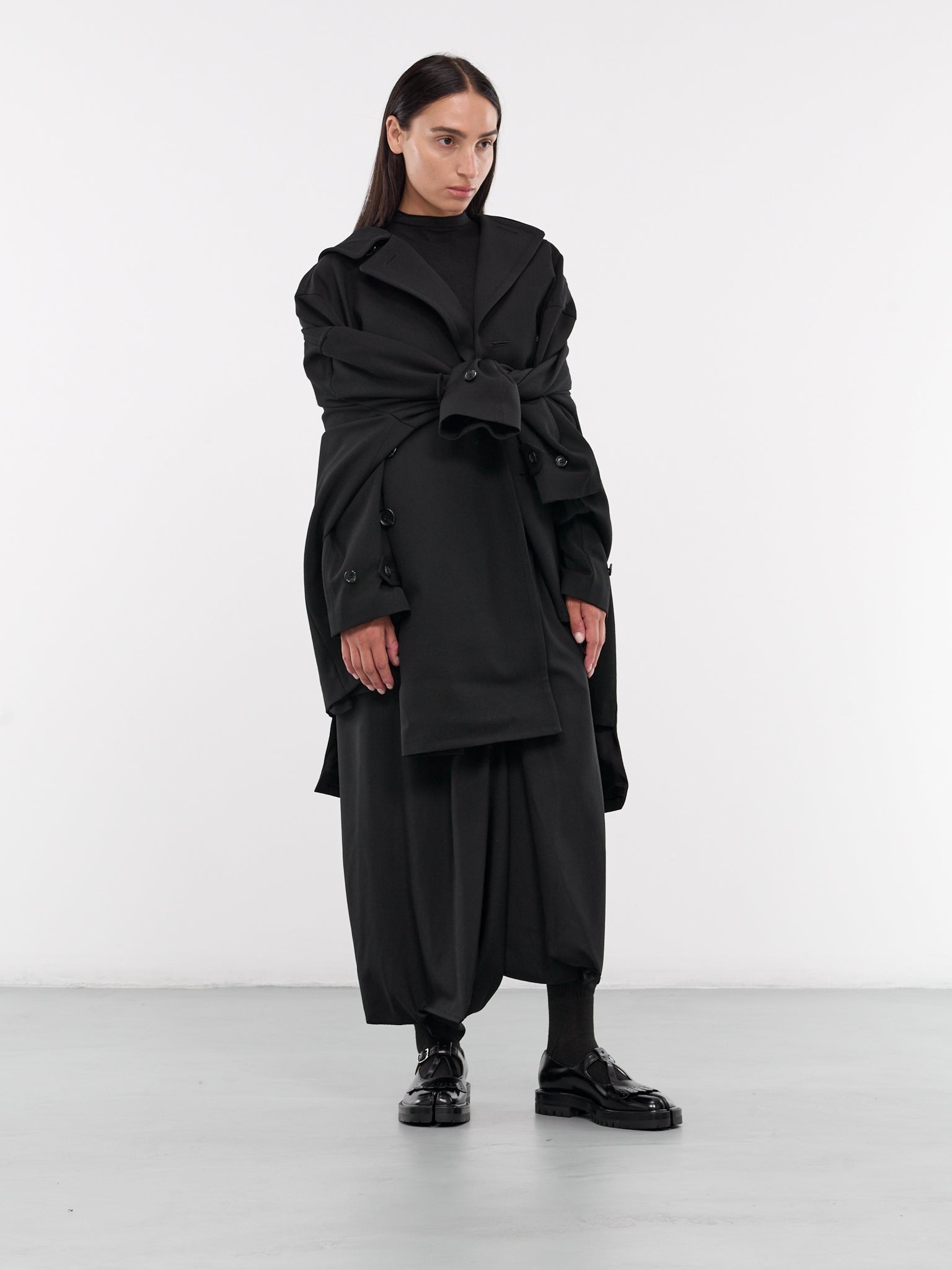 Asymmetric Draped Coat - 6