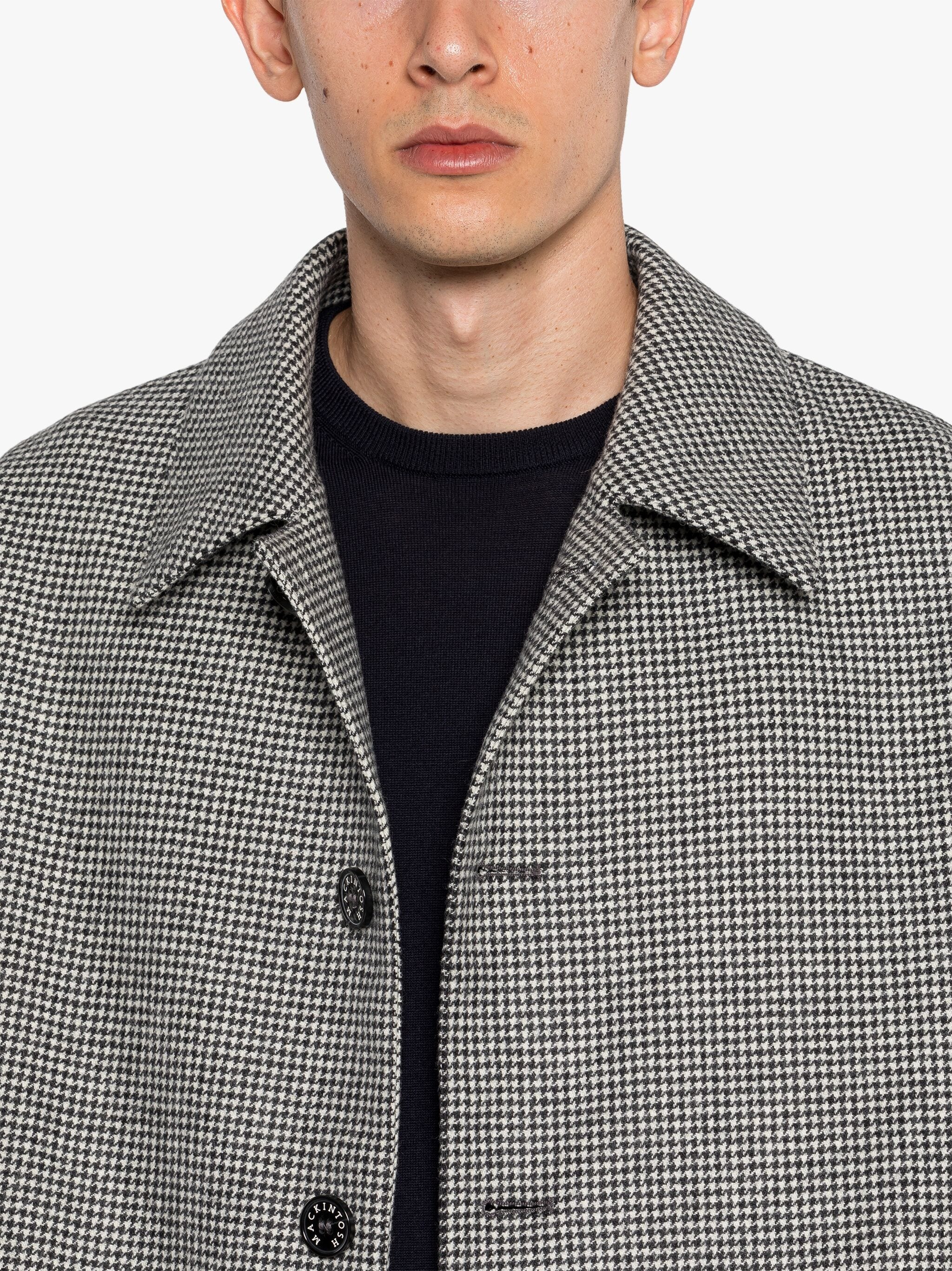 HUMBIE BLACK HOUNDSTOOTH WOOL OVERCOAT - 5