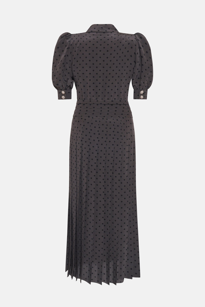 Alessandra Rich POLKA DOT PRINT SILK PLEATED DRESS outlook